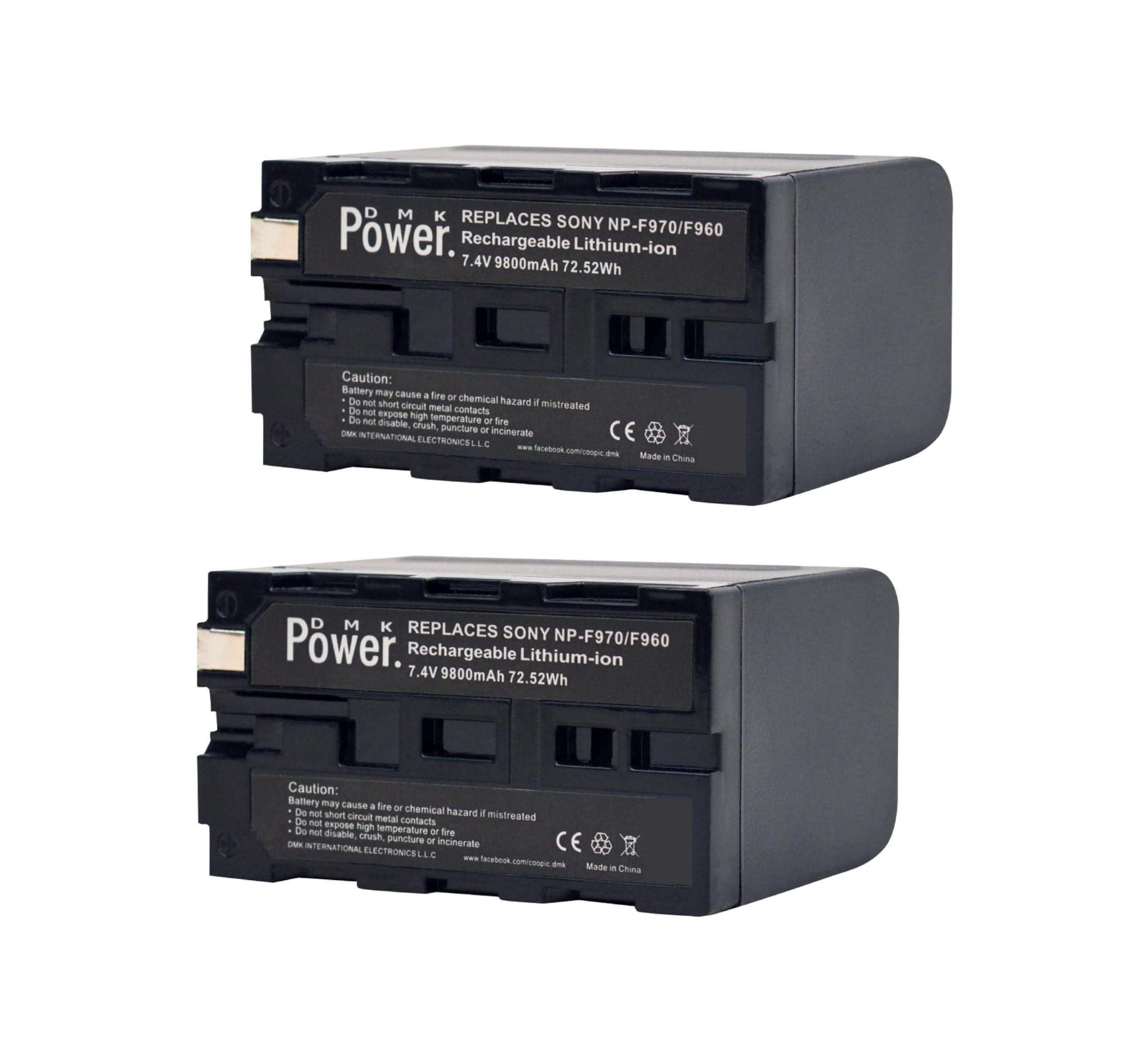 DMK Power NP-F970 F960 Rechargeable Li-ion Battery fit for Sony Cameras LED Video Lights & Monitors Style & Size Available (Non-Camera (For Lights/Monitors Only),9800mAh 2 Pack)