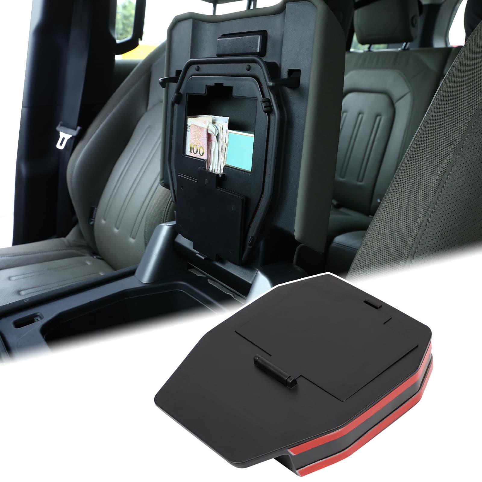 Car Armrest Hidden Storage Box Compatible with Land Rover Defender 2020-2025 Center Console Handrail Privacy Organizer Tray Armrest Storage Box Container Insert Pallet Manager Interior Accessories
