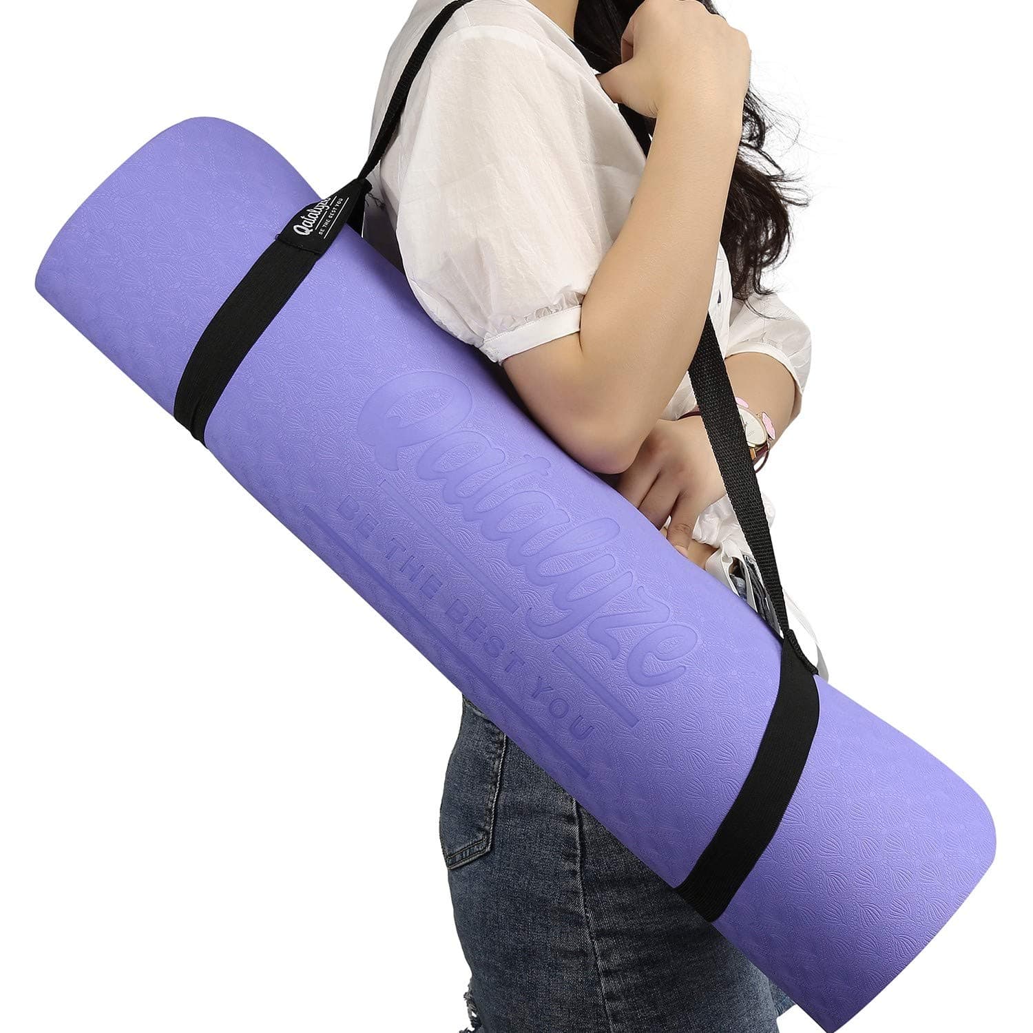 Extra Thick 8mm TPE Yoga mat with Cover Bag and Strap, Extra Wide (66cm) Exercise mat for Men and Women, Non Slip, Strong Grip Premium mat (183cmx66cmx8mm)