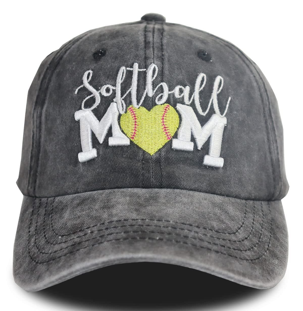 MANMESH HATTDistressed Baseball Cap for Women, Softball Mom Adjustable Washed Embroidered Sun Hat