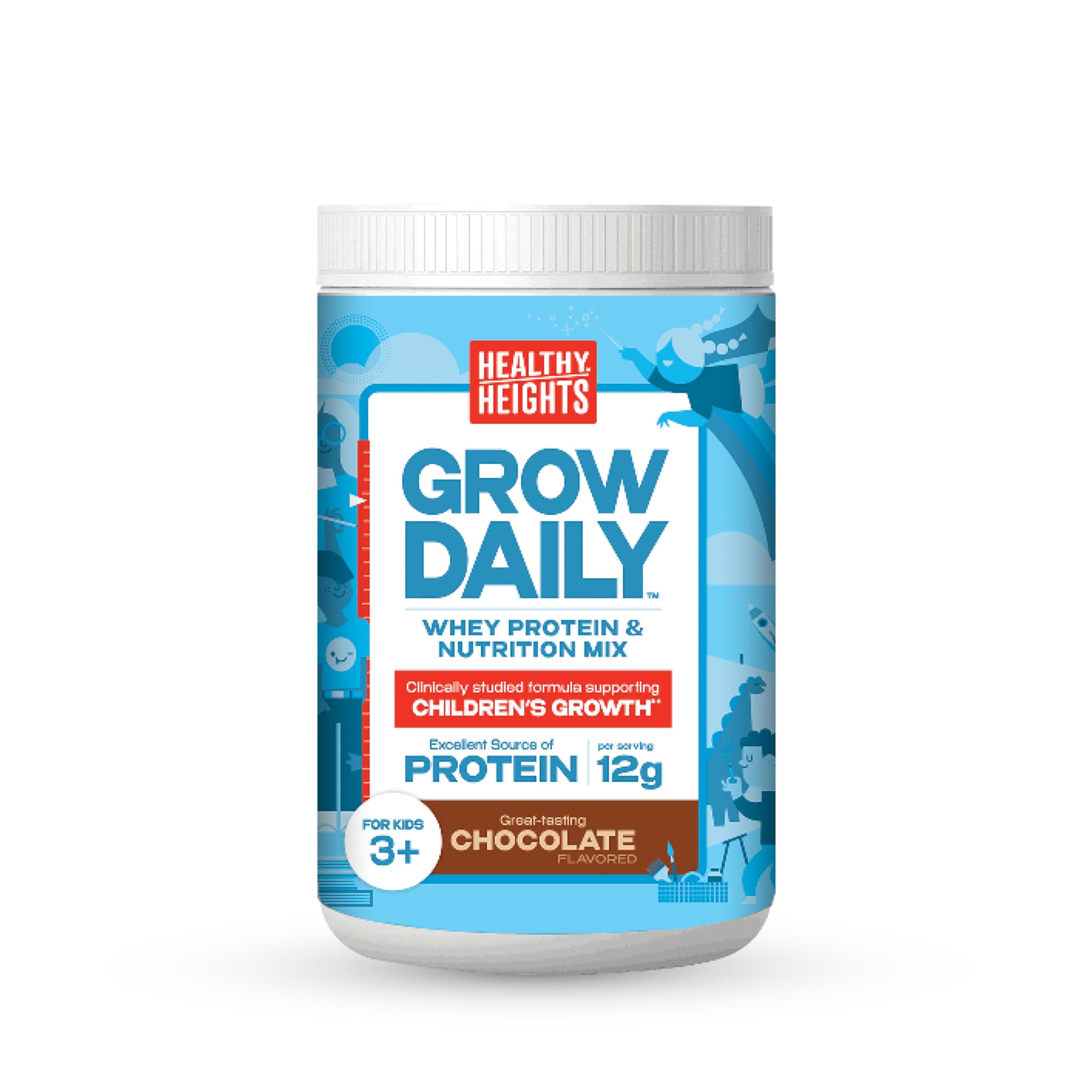 Healthy Heights Grow Daily Kids Protein Drink Mix (Chocolate) - High Protein Shake for Kids 3+