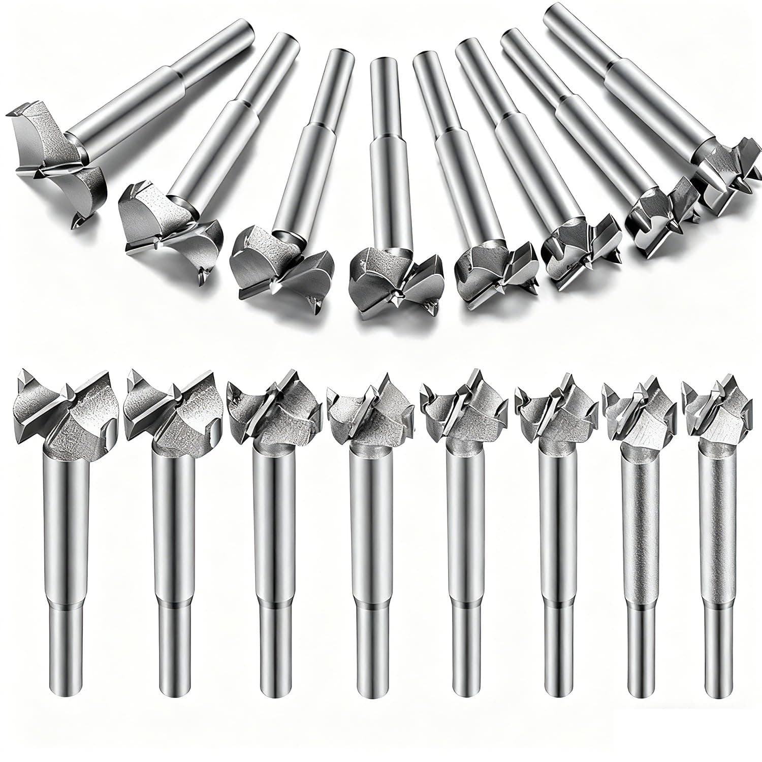 16pcs Forstner Drill Bit Set,Tungsten Steel, HSS Titanium Coated, Forstner Bits for for Wood, Furniture, Cabinets, Cork, Splint, Particle Board(15/16/17/18/19/20/21/22/23/24/25/26/28/30/32/35mm)