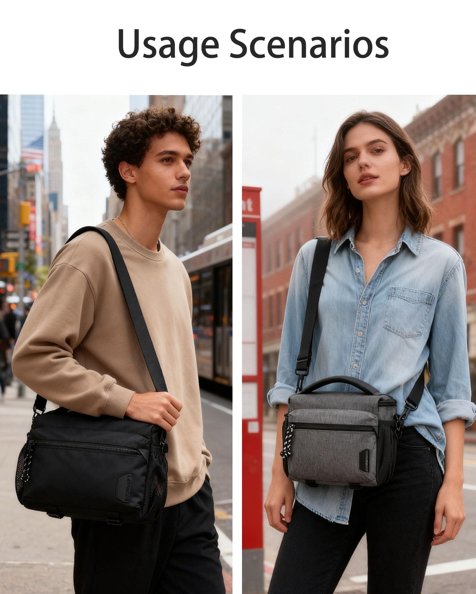 BAGSMART Small Camera Sling Bag for Photographers, Compact Camera Shoulder Bags for DSLR/SLR/Mirrorless Cameras, Waterproof Crossbody Camera Case with Tripod Holder, Ivory White