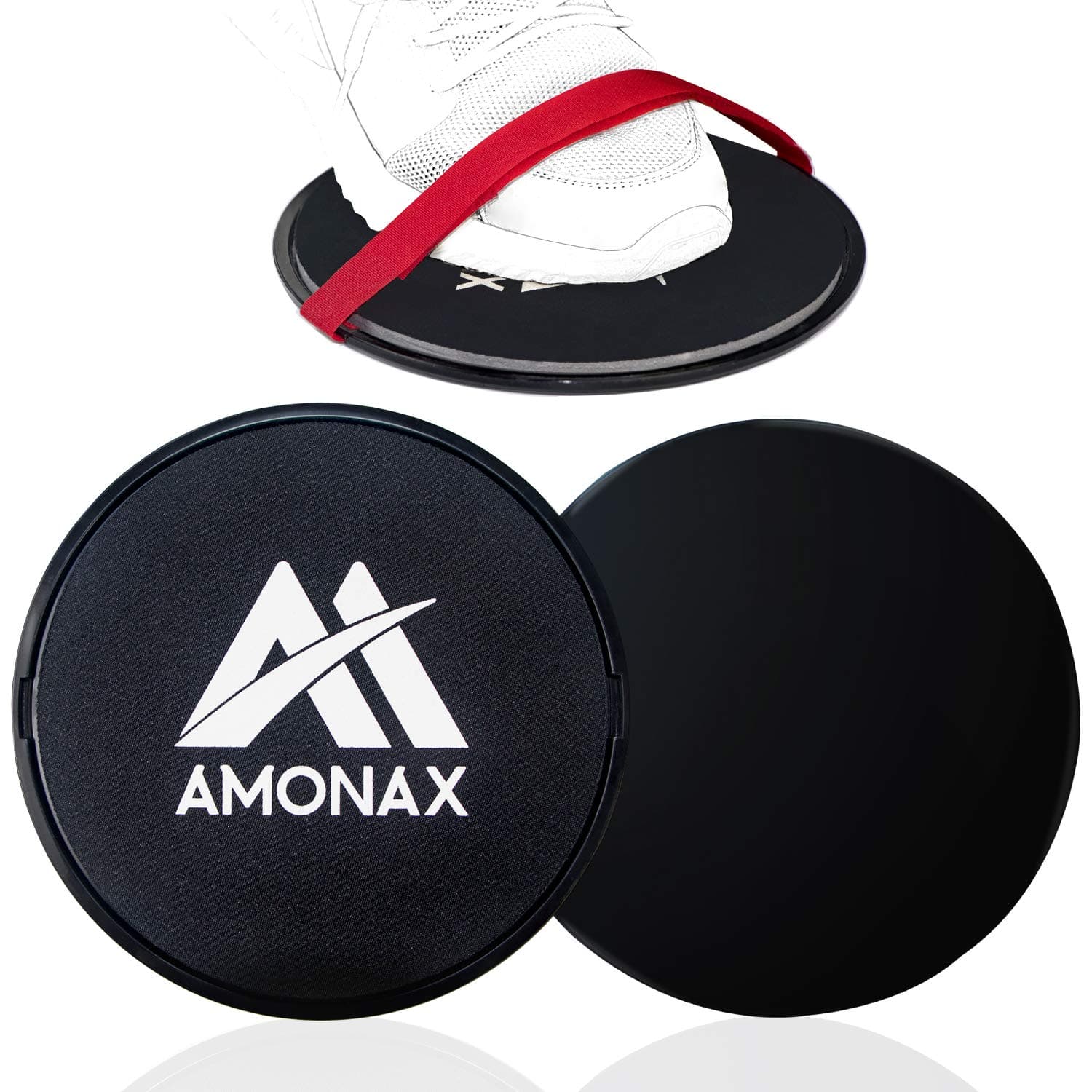Amonax Core Sliders, Double Sided Gliding Discs with Straps. Ab Gliders for Core Exercise Fitness at Gym & Home, Dual Side Slider Strength Glider Pairs for Carpet, Wood, Tiled Floor