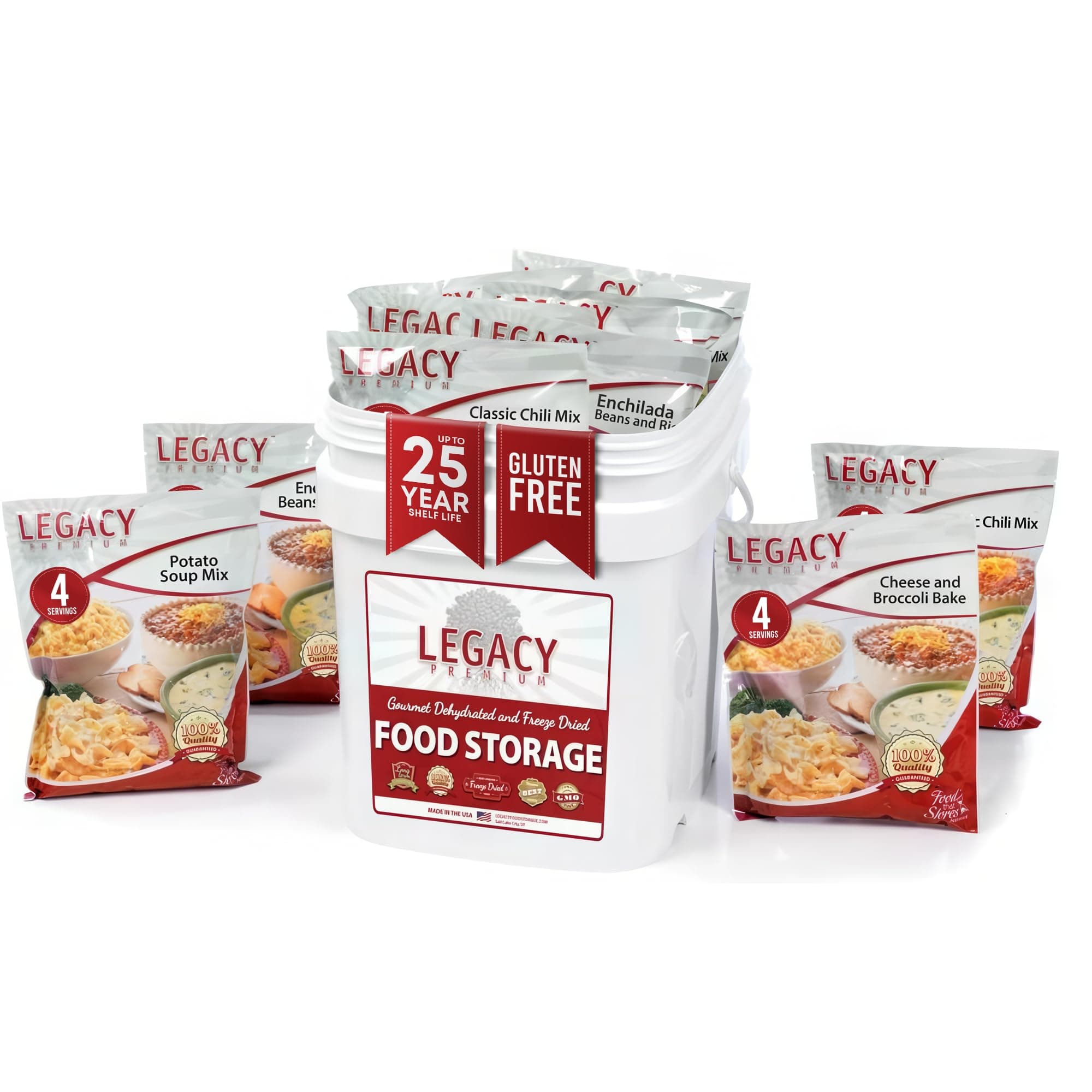 Legacy Premium Food Storage Long Term Gluten Free Food Storage: 60 Large Servings - 15 Lbs Emergency Survival Meals - Disaster Insurance Supplies With 25 Year Shelf Life - Prepper