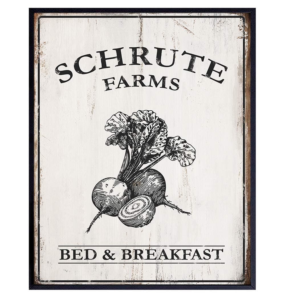 Schrute Farms Bed and Breakfast Poster Print - Funny 8x10 Wall Decor, Home Art Decoration - Unique Humorous Gift for The Office TV Show, Michael Scott, Dwight Schrute Fans - Unframed Photo Picture