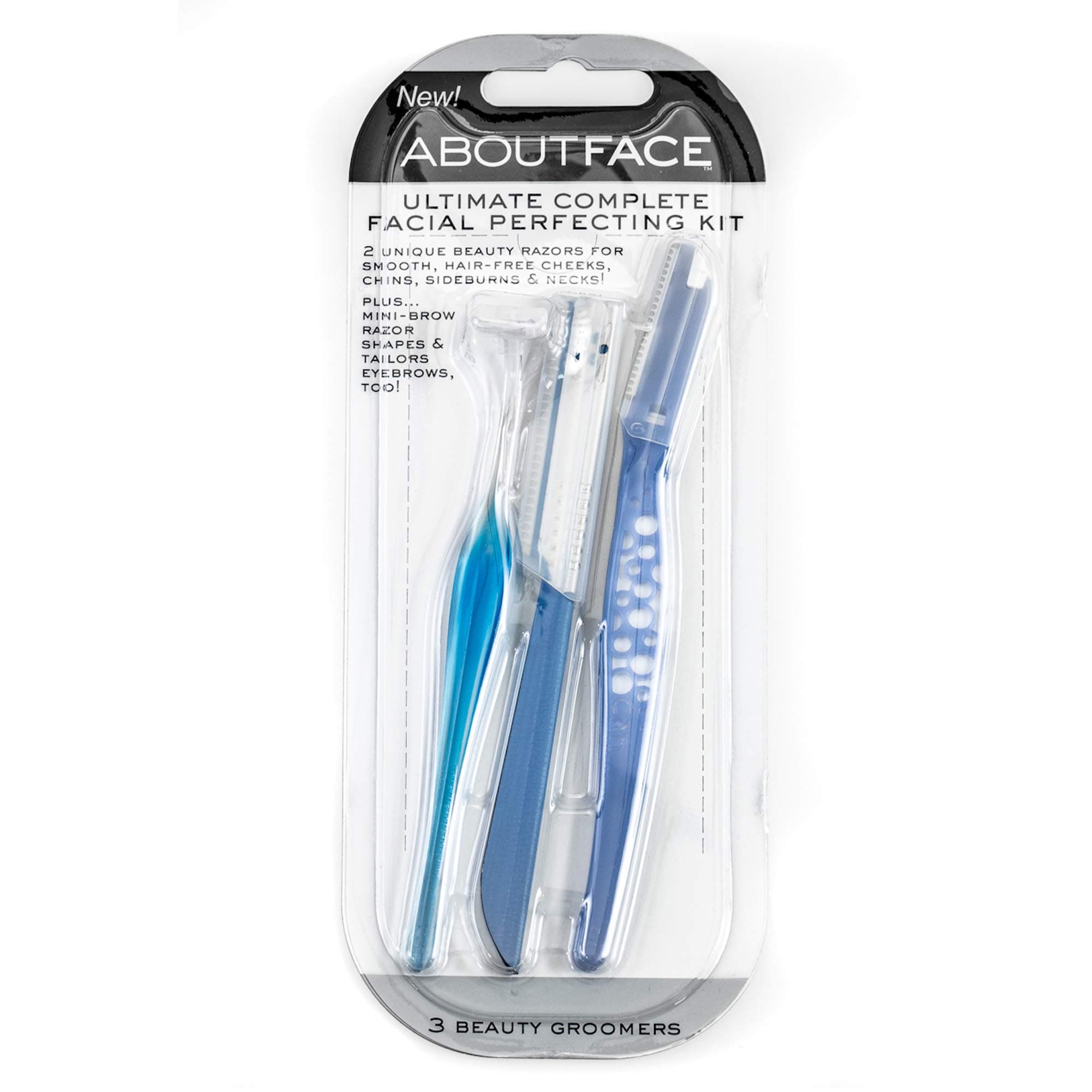 Ultimate Complete Facial Perfecting Kit - 3 Beauty Groomers for Hair Removal, Ideal for Shaving, Exfoliating, Dermaplaning and Brow Shaping, Japanese Steel Gently Removes Facial Hair