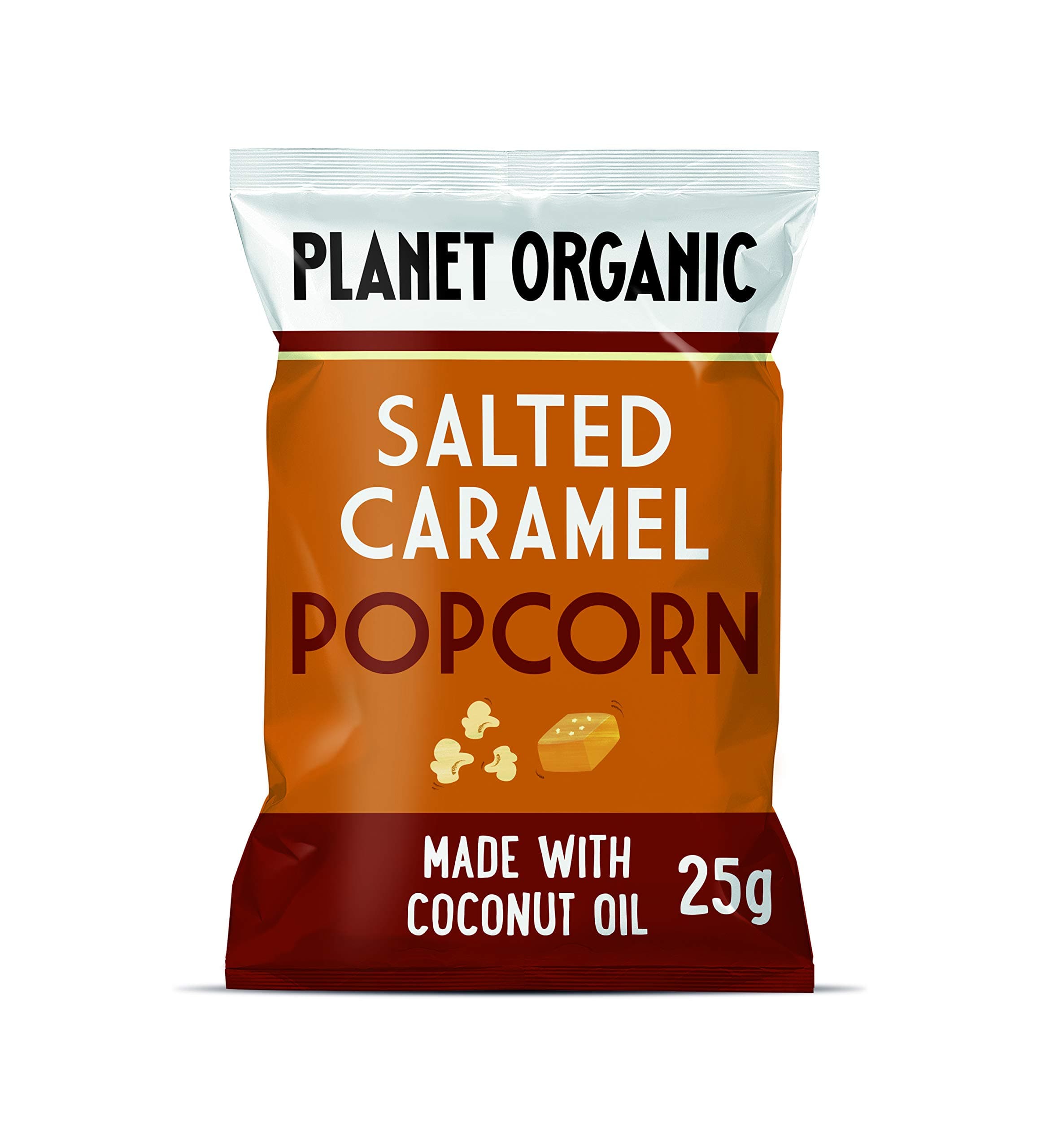 Planet Organic Salted Caramel Popcorn, 25 g, Lot of 10