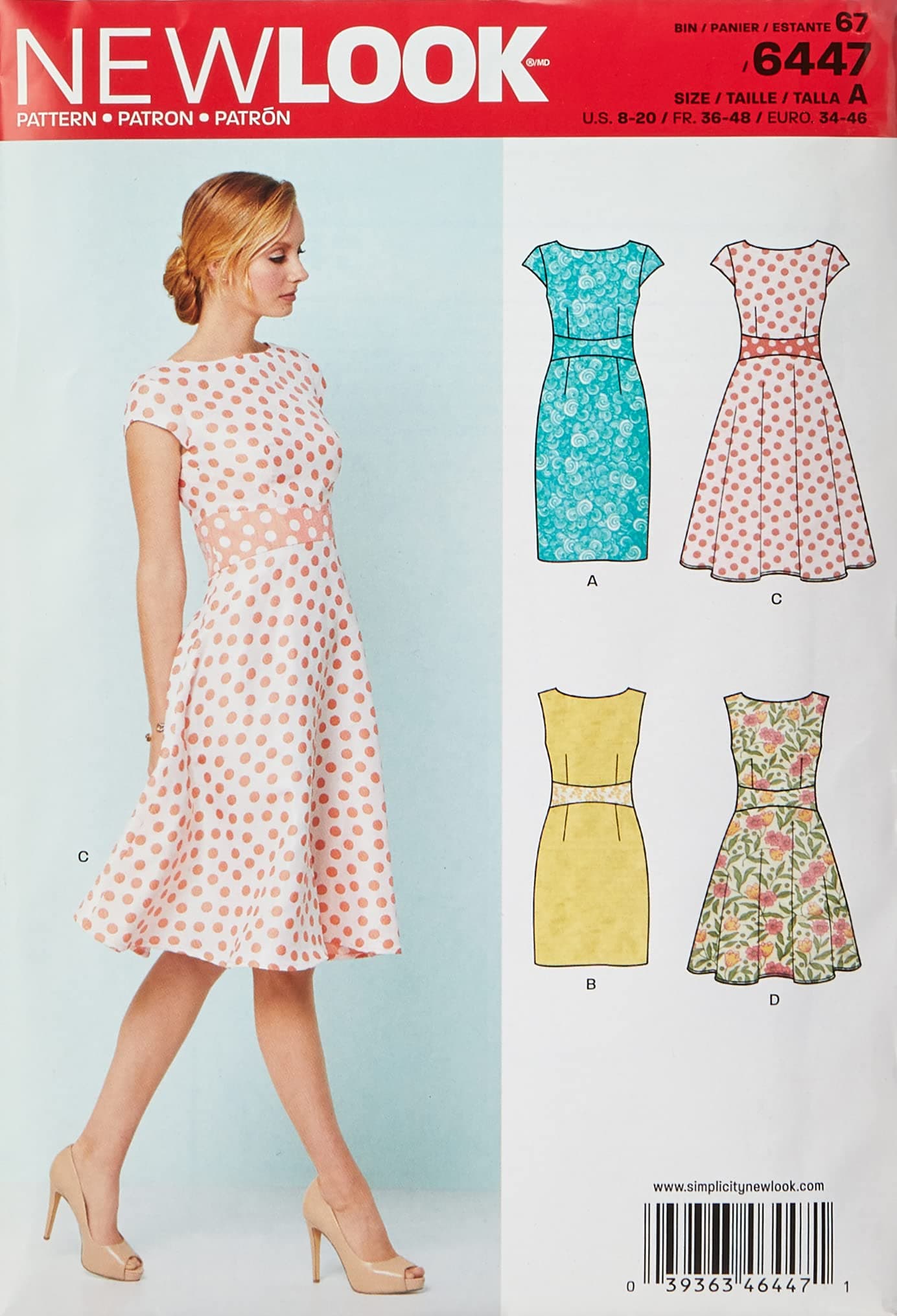 Sewing Pattern 6447A Misses' Dresses, Paper, White, 22 x 15 x 1 cm, 8-10-12-14-16-18-20