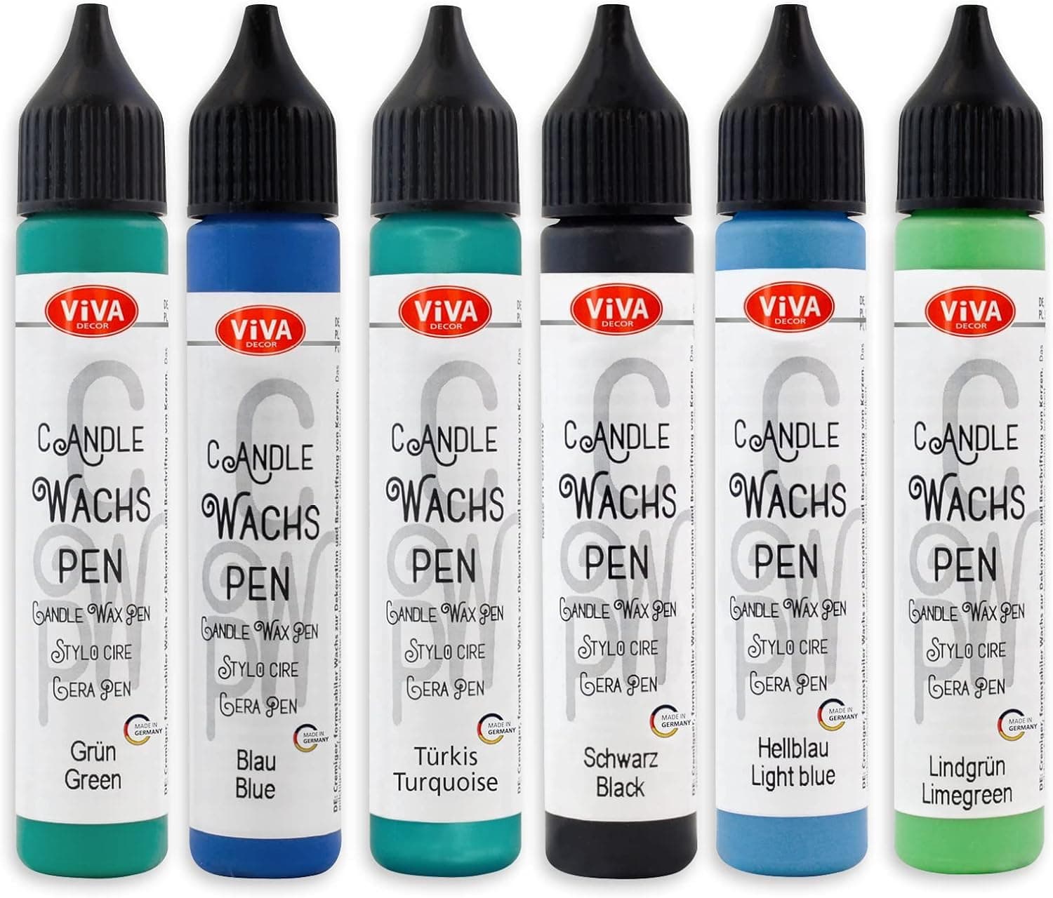 LM-Kreativ Viva Decor Candle Wax Pen Set (Fruit, 6 x 0,95 Fl oz) - color for candles - candle making supplies - candle pen - decorating wax for candle making - Made in Germany