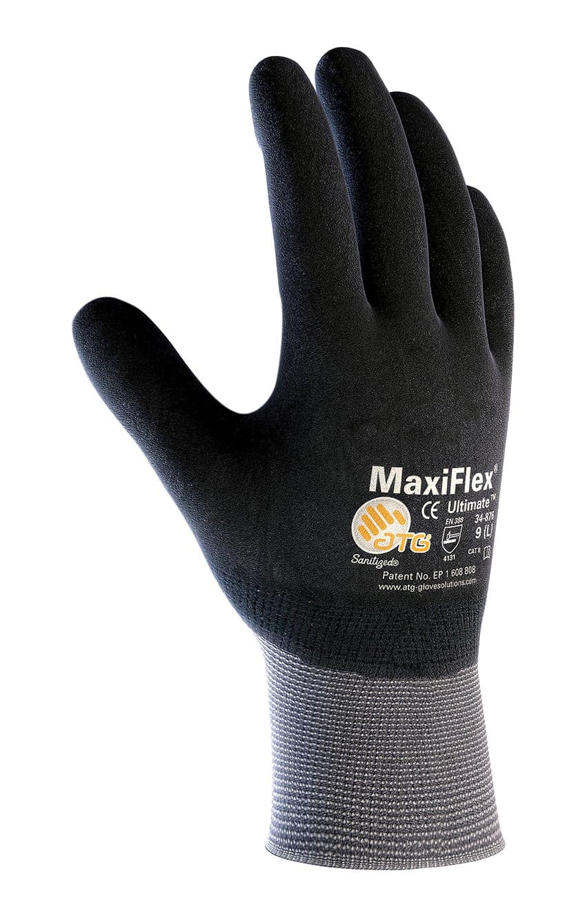 34-876/XL MaxiFlex Ultimate Seamless Knit Nylon/Lycra Glove with Nitrile Coated Micro-Foam Grip on Full Hand