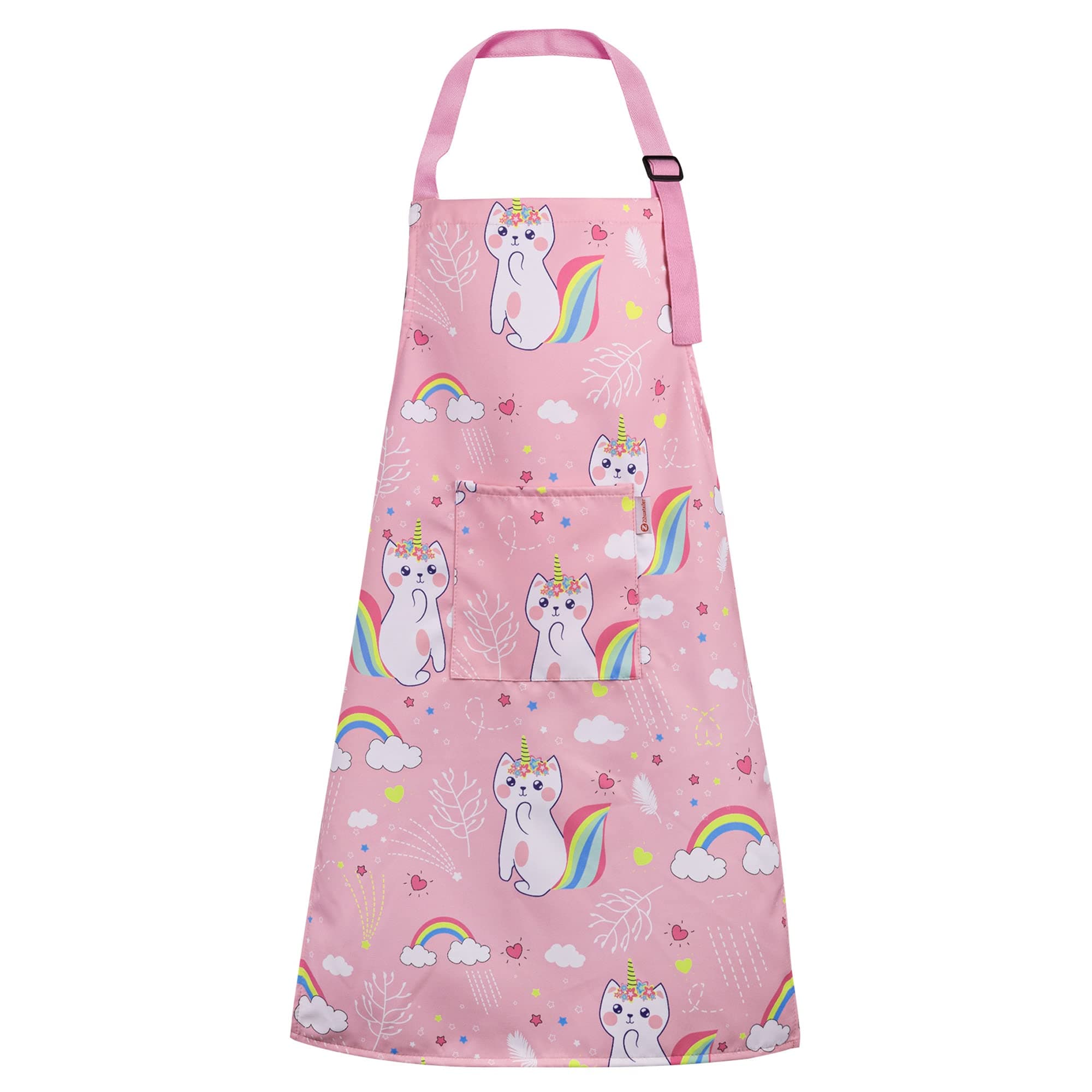 Kids Cat Apron Age 5-12, Waterproof Adjustable Children Apron with Pockets for Chef Baking