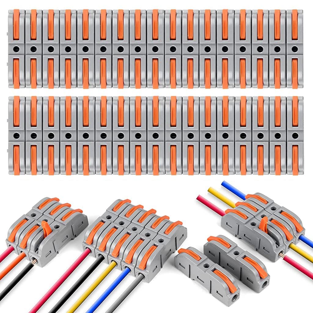 Serplex® Wire Connector, 34 Pcs Universal Connection Terminals, 2 Circuit Inline Splices Electric Connectors, SPL-1 Clamp with Actuation Lever, 4 mm² Conductor Clamp, Quick & Freely Assemble
