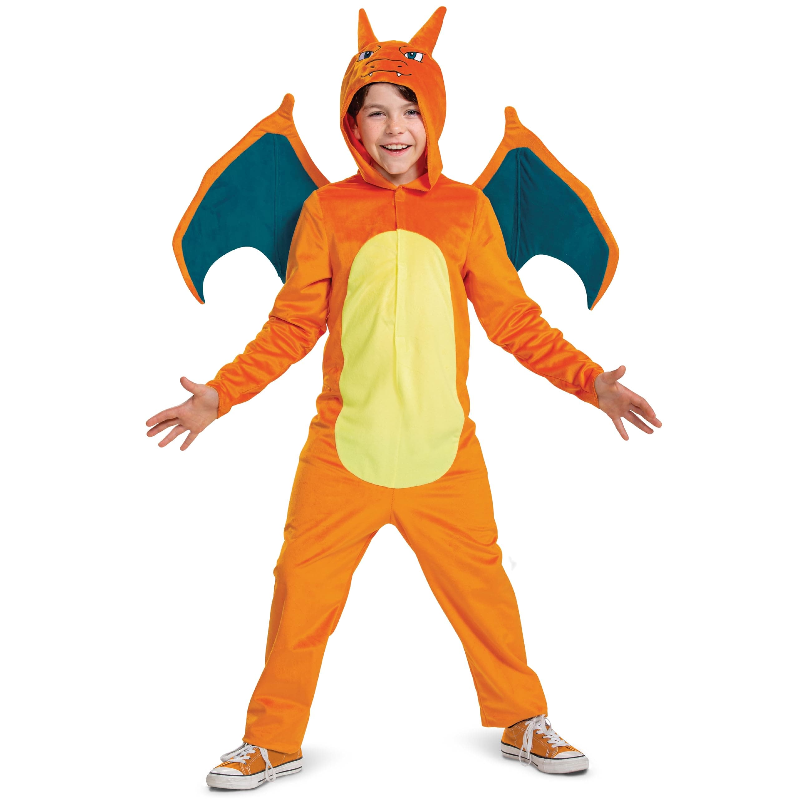 Charizard Costume for Kids, Official Pokemon Costume Hooded Jumpsuit, Child Size Small (4-6)