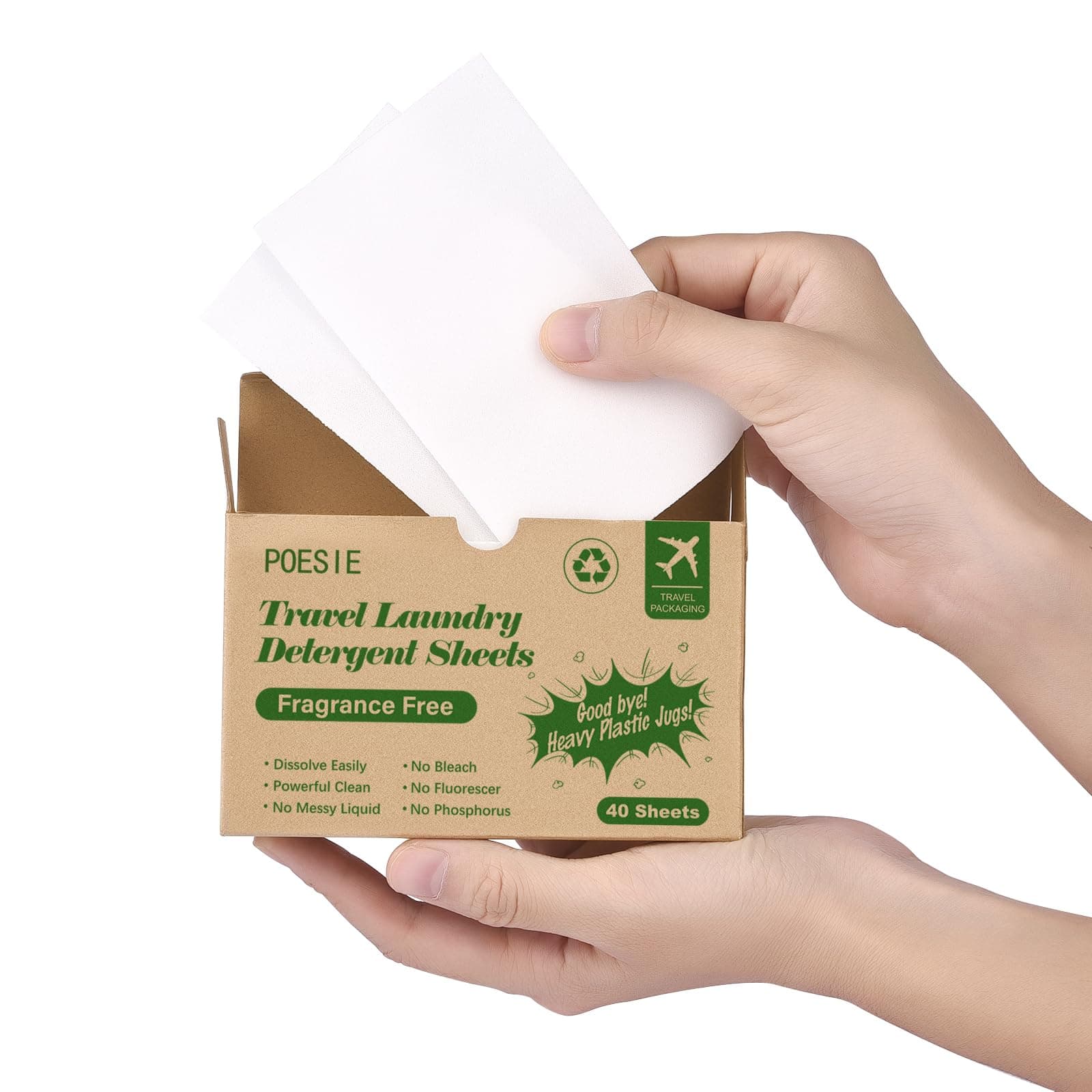 Poesie Laundry Detergent Sheets Laundry Soap Sheets for Travel Camping Clothes Washing Sheet Unscented 1 Mini Box 40 Count
