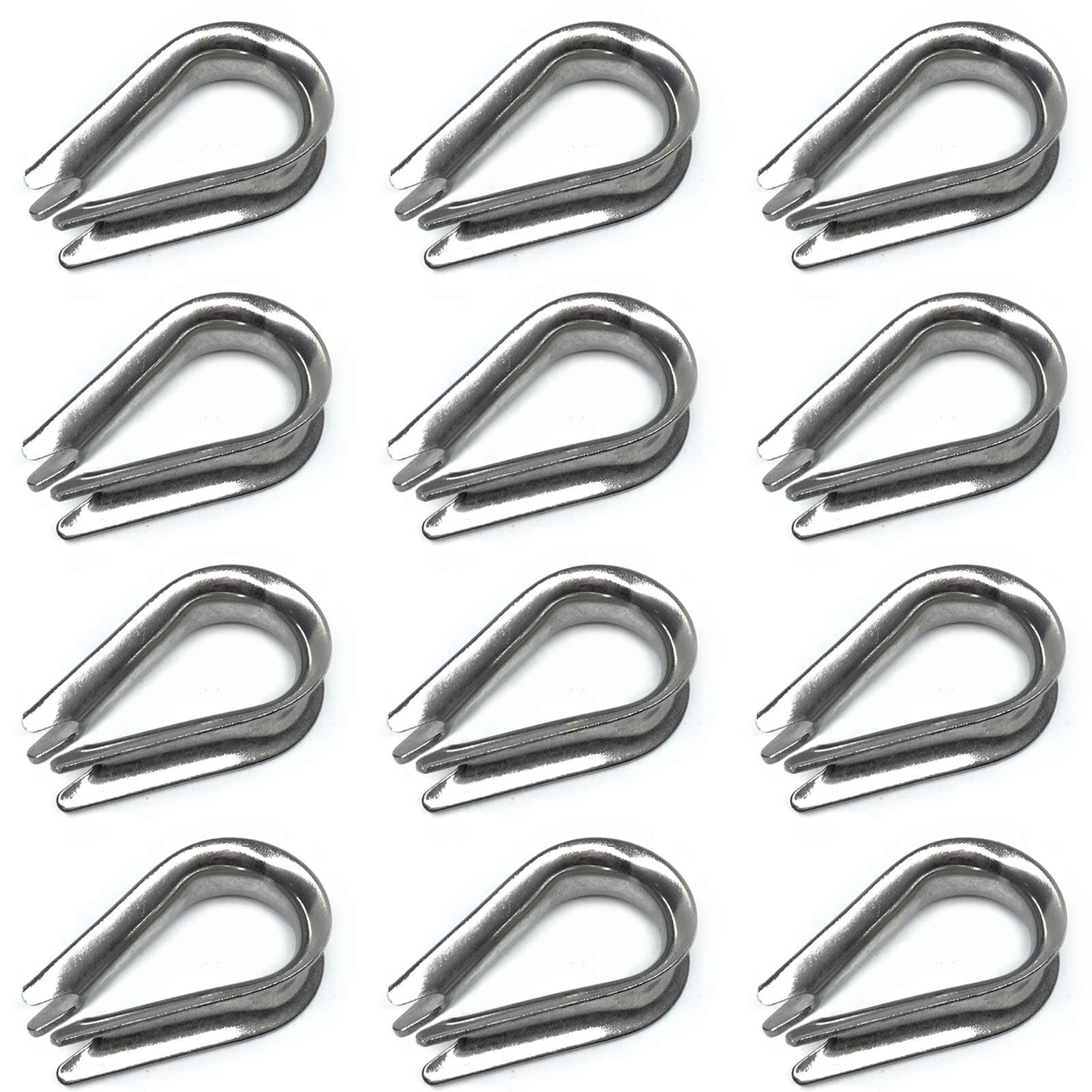 12PCS M10 Stainless Steel Thimbles for 3/8 Inches Diameter Wire Rope or Cable
