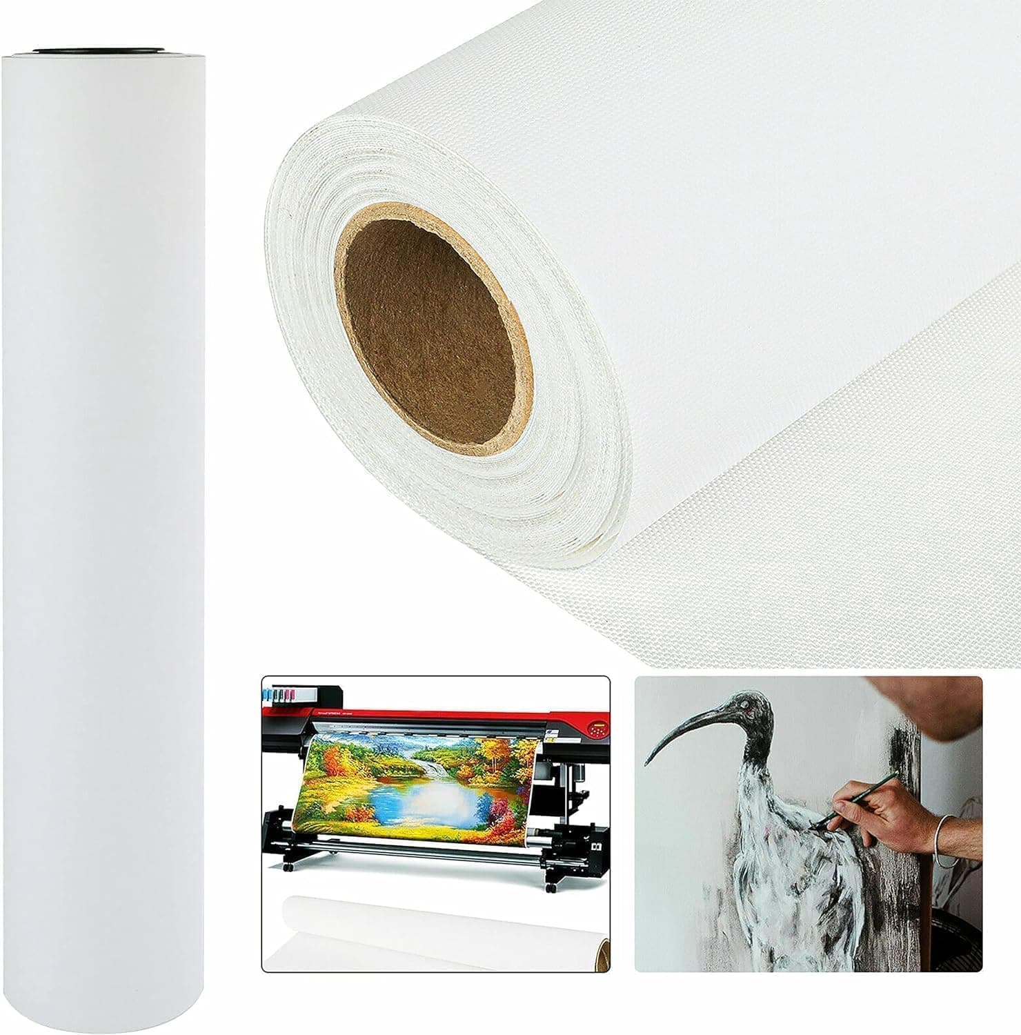 Professional Matte Canvas Roll Long Unstretched Canvas Roll Wide Format Inkjet Printer, Perfect for Fine Art, Photography, rchival Quality Prints, Epson Canon HP (290GSM Polyester 24" x100ft)