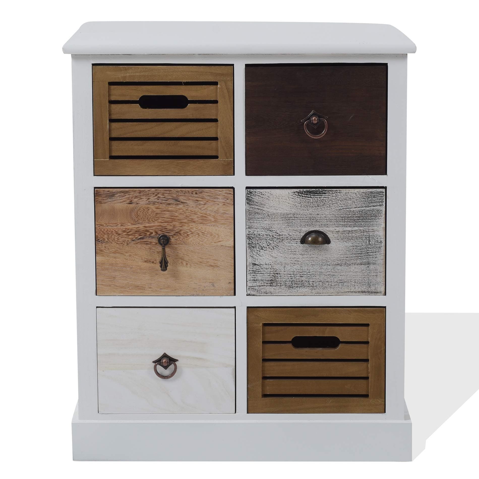 Rebecca Mobili Cabinet Furniture Sideboard 6 Drawers Brown White Grey Urban Retro Vintage Bathroom Bedroom Kitchen - 68 x 56 x 27 cm (H x W x D) - Art. RE4615