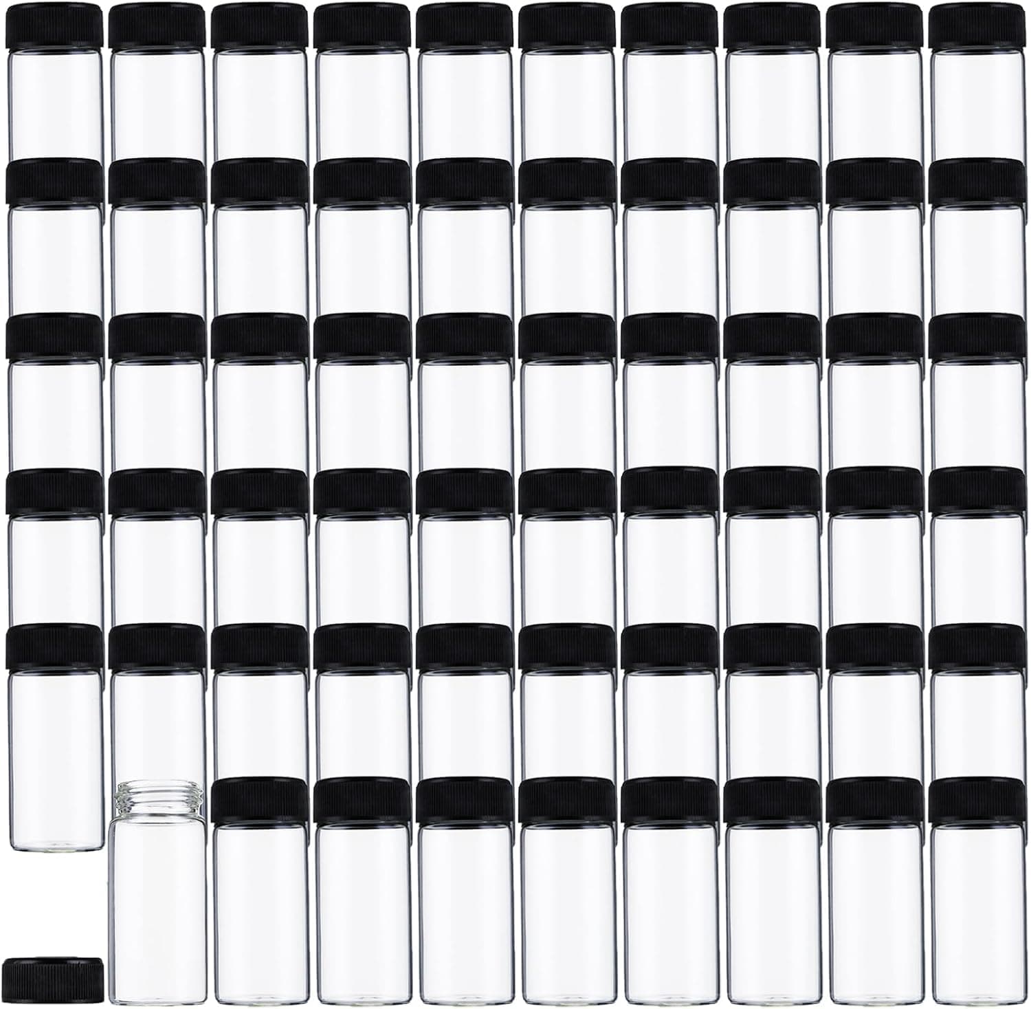 WUWEOT 30 Pcs 20ml Clear Glass Sample Vials with Screw Cap, Liquid Sampling Glass Bottles Screwcap Sample Vials
