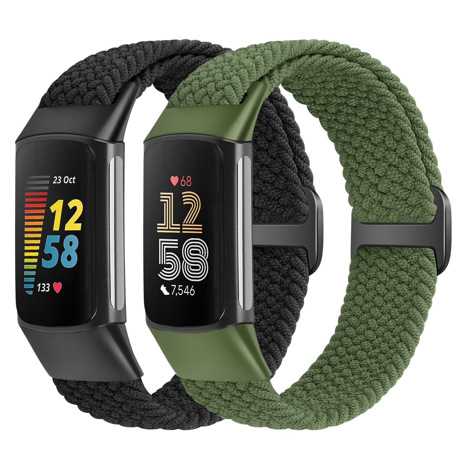 Elastic Braided Straps Compatible with Fitbit Charge 5/Fitbit Charge 6, Breathable Adjustable Stretchy Nylon Loop Replacement Bands for Fitbit Charge 6 Charge 5 Sport Strap for Women Men