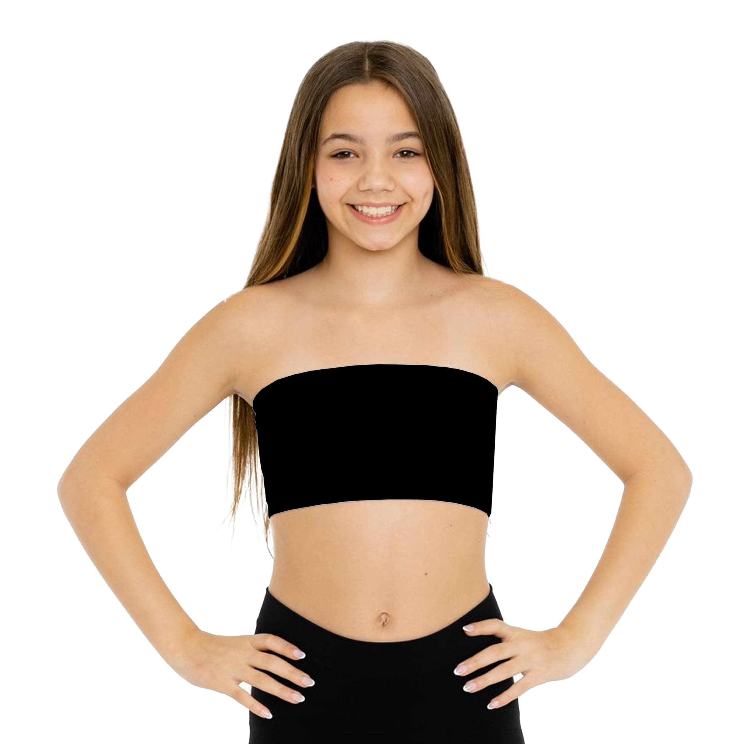 Malibu Sugar Girls Bandeau Tube Top Bras - Seamless Strapless Bra Tube Tops Comfortable and Versatile One Size Fits Age 10-14