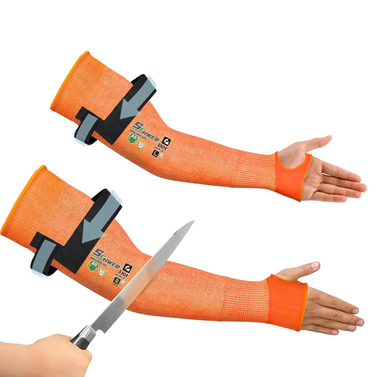 PRO-SKIN ANSI A9 Cut Resistant Arm Sleeves for Men & Women S904, Puncture Resistant Arm Protectors for High Risk Work, UPF50+ UV Protection Cooling Gardening Sleeves, Bulk Orders Available