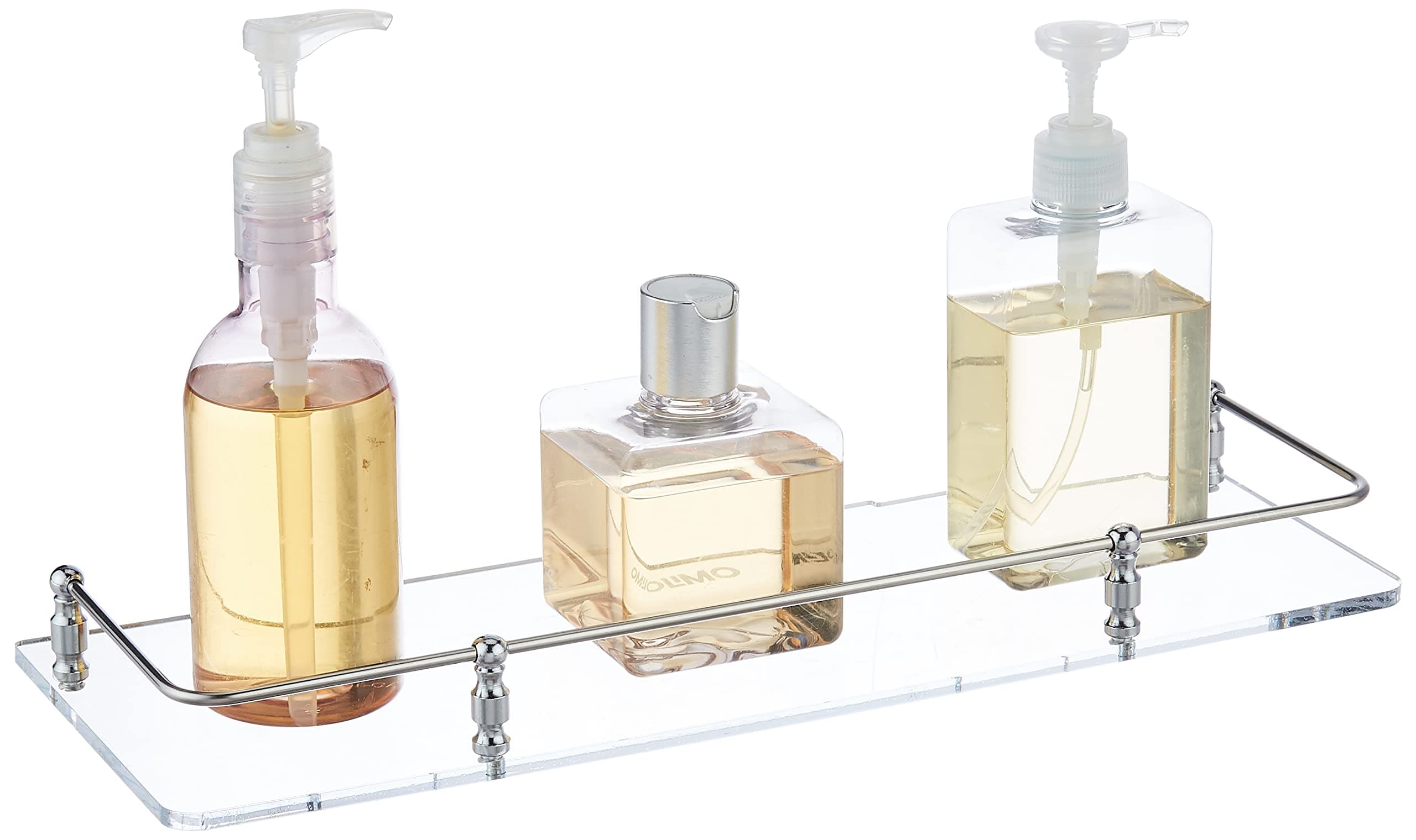 Amazon Brand - Solimo Acrylic 15"*5.5 (inch) Wall Mounted Unbreakable Shelf/Storage Basket/Shelf for Bathroom & Home Accessories Medium SELF Round Road cleare - 1pc