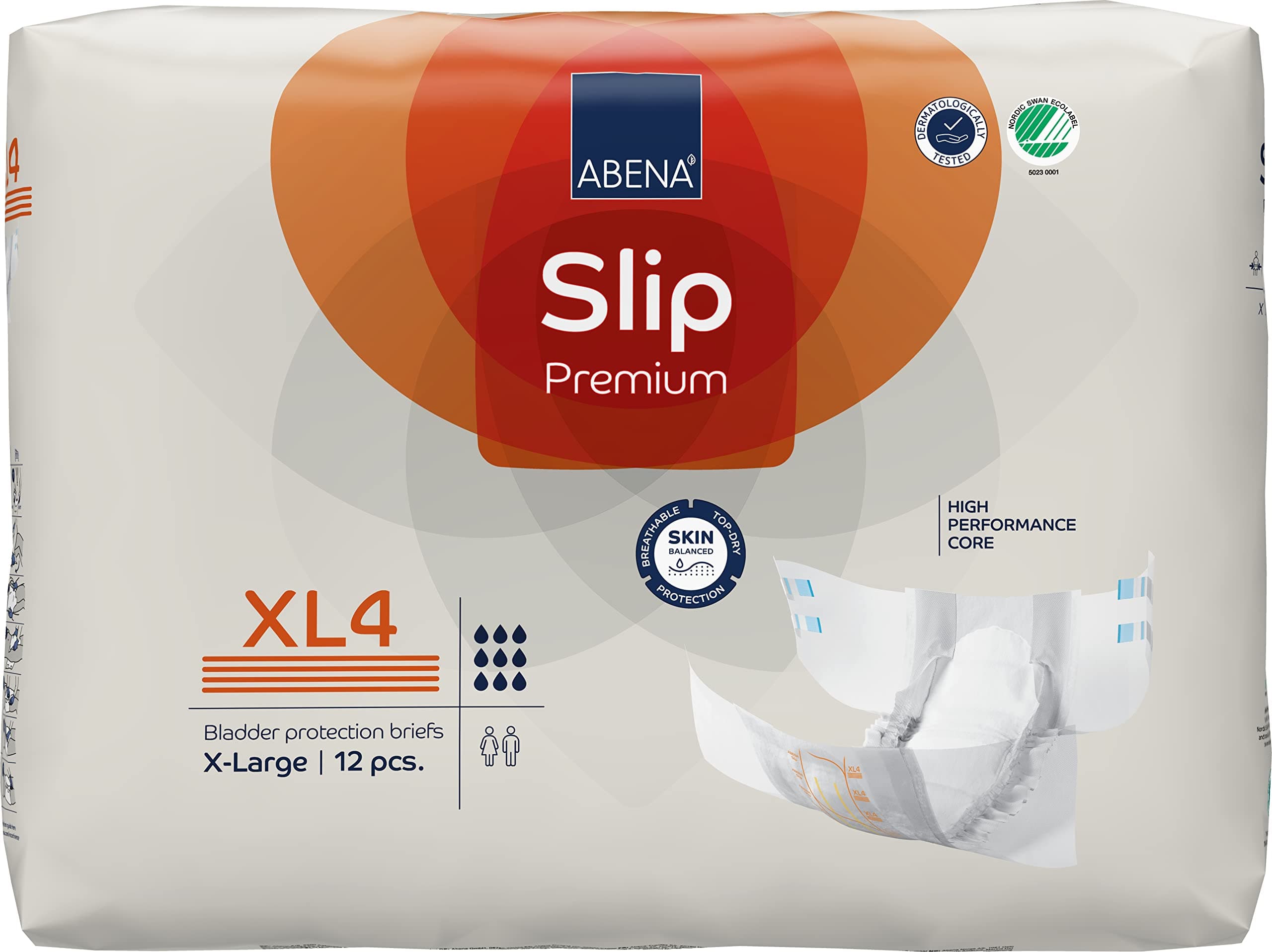 Slip Premium All-In-One Incontinence Pads For Men & Women, Eco-Friendly Womens Incontinence Pads, Mens Incontinence Pads, - XL 4, 110-170cm Waist, 4000ml Absorbency, 12PK