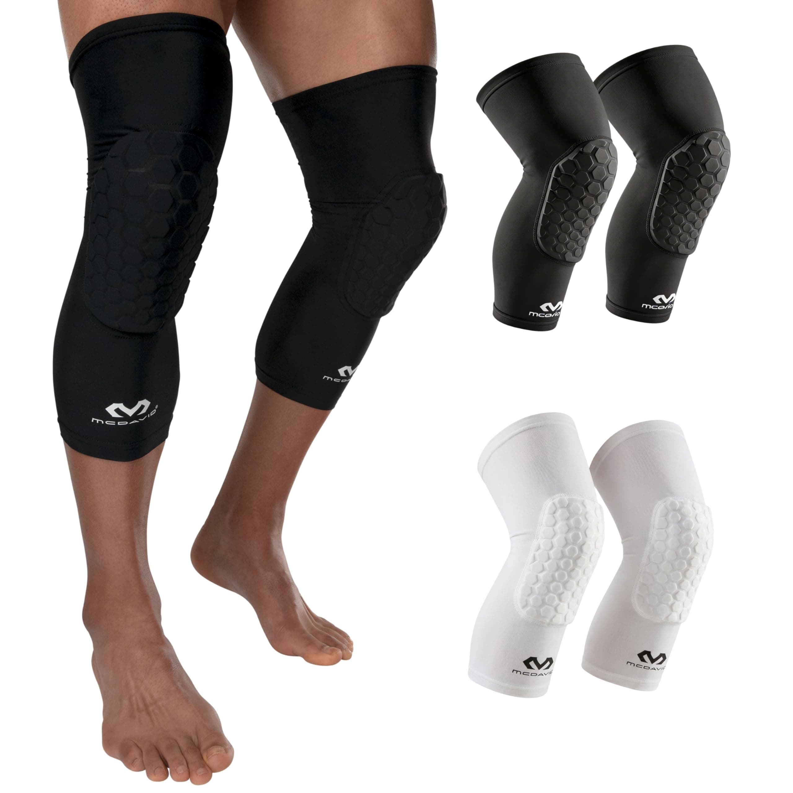 Knee Compression Sleeves: McDavid Hex Knee Pads Compression Leg Sleeve for Basketball, Volleyball, Weightlifting, and More - Pair of Sleeves