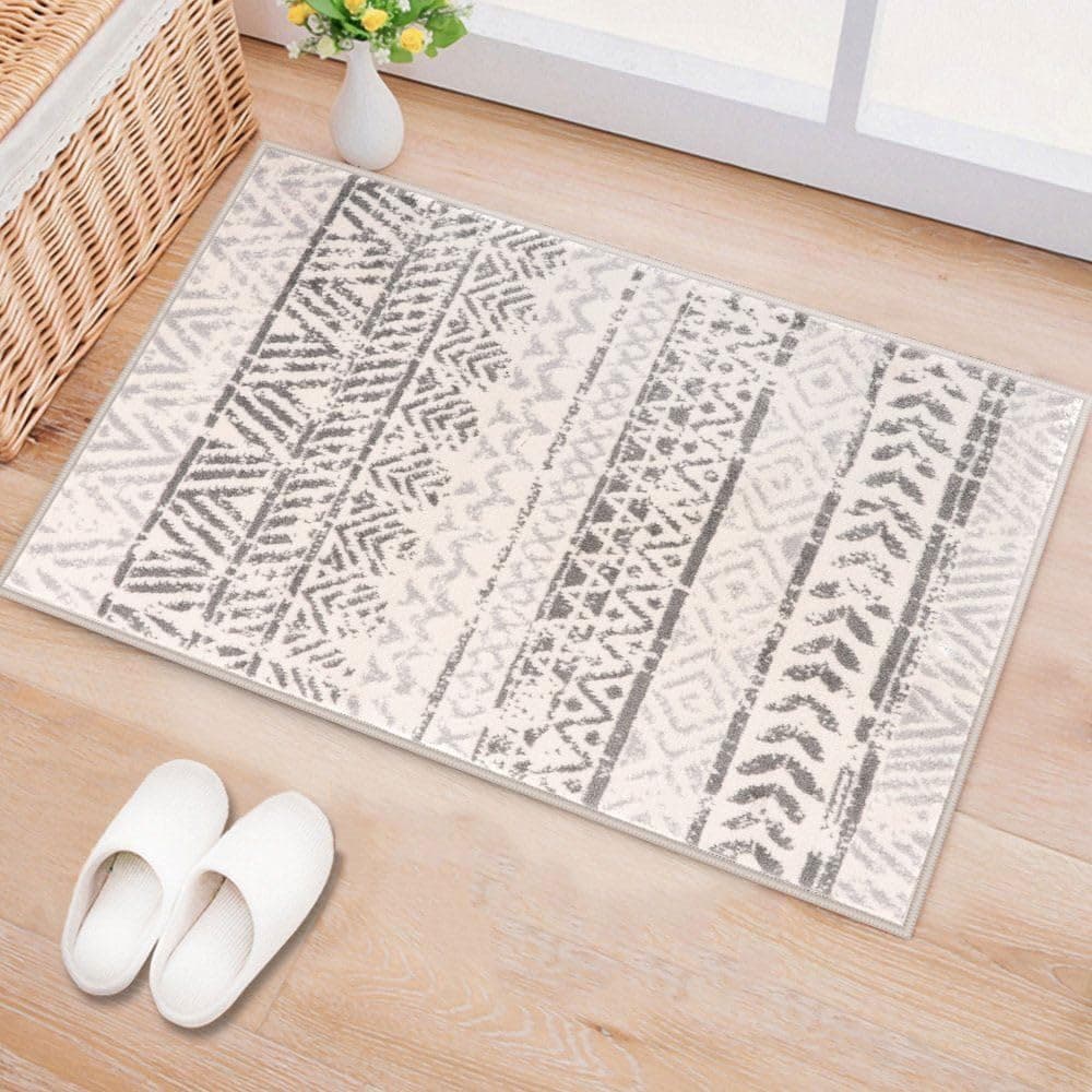 Rugshop Geometric Boho Perfect for high Traffic Areas of Your Living Room,Bedroom,Home Office,Kitchen Area Rug 2' x 3' Gray