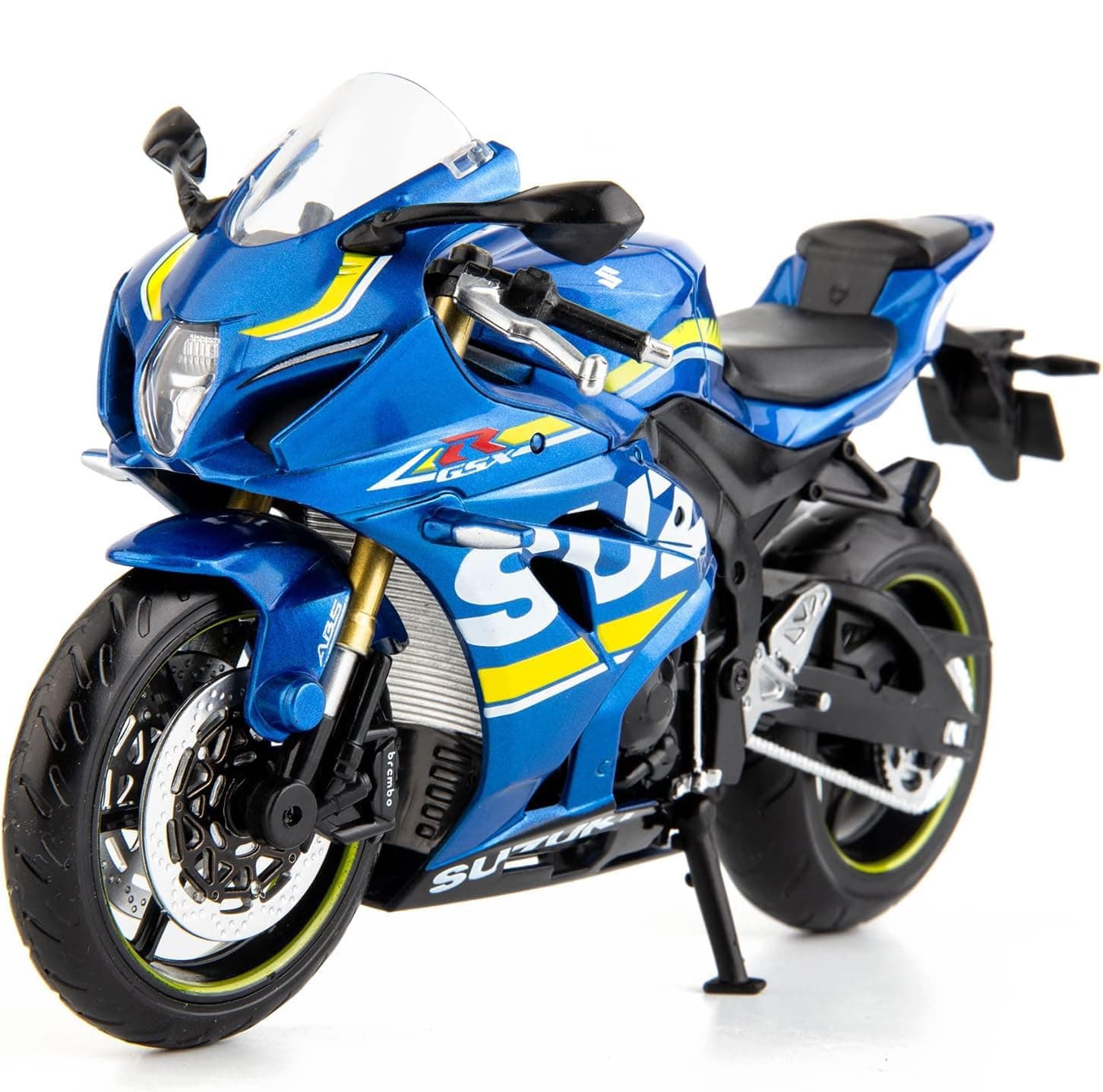 MSZ METAL SPEED ZONE 1/12 Compatible for Suzuki GSX-R1000 Motorcycle Toy,Collector Motorcycle Modle with Display Stand,Toy Motorcycles for 3-9 Year Old Boys Blue