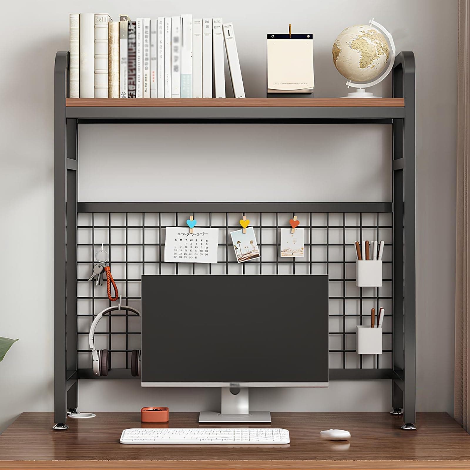 1/2-Layer Desktop Bookshelf Organizer, Iron Computer Desk Top Shelves, College Dorm Desk Hutch, Storage Shelves For Dorm Home Office(Black,75 * 20 * 98cm-1 layer)