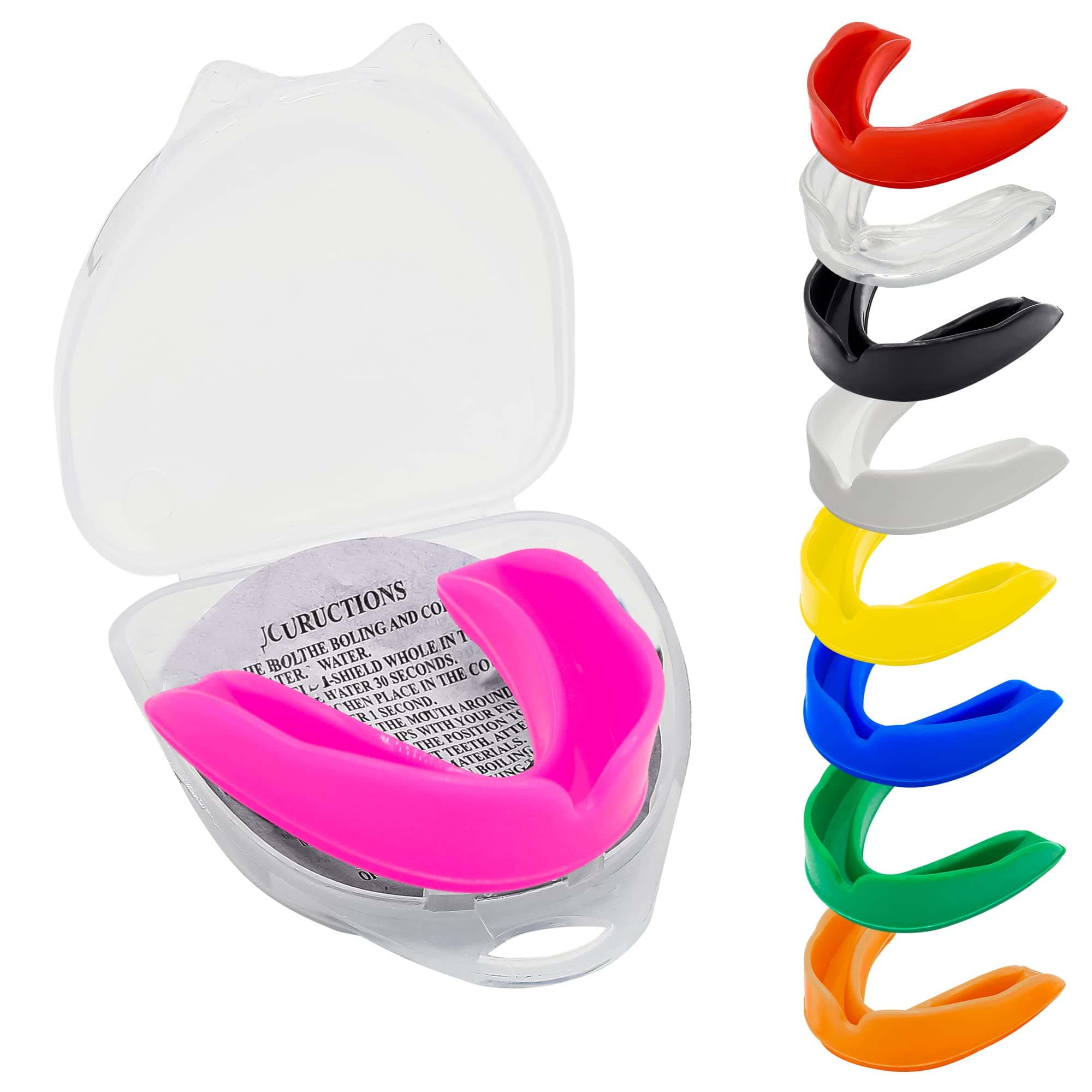 TrySalar Mouthguards for Rugby Boxing Sports Gum Shield Adult Senior Professional Mouth Guard Jaw Protection Case Martial Arts Judo Karate MMA Muay Thai Hockey Football Lacrosse Men Women (Pink)