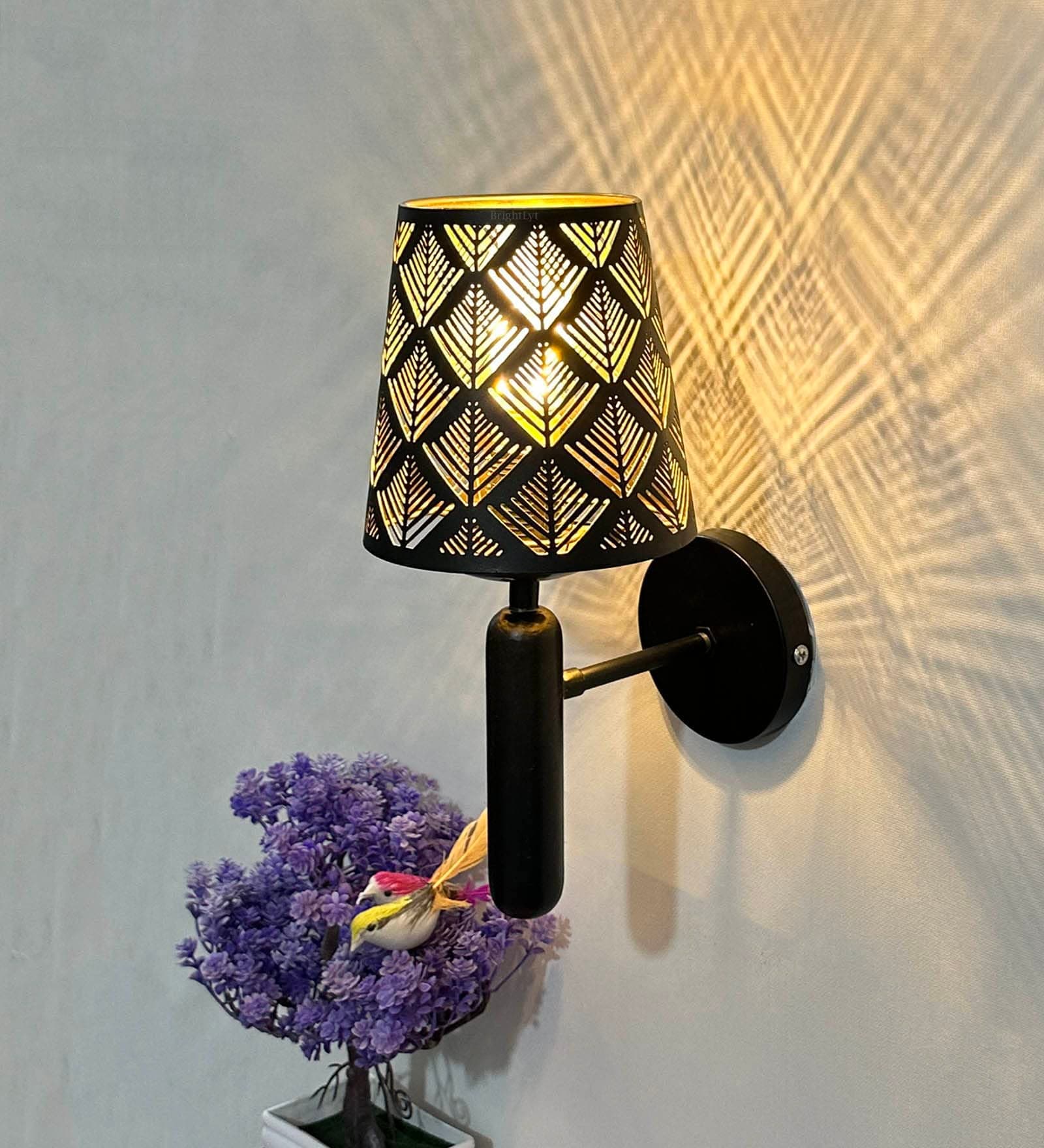 Lyse Decor metal Decorative Wall Hanging Light for Living Room, Wall Lamp Sconce for Home Decoration (Black Shade)