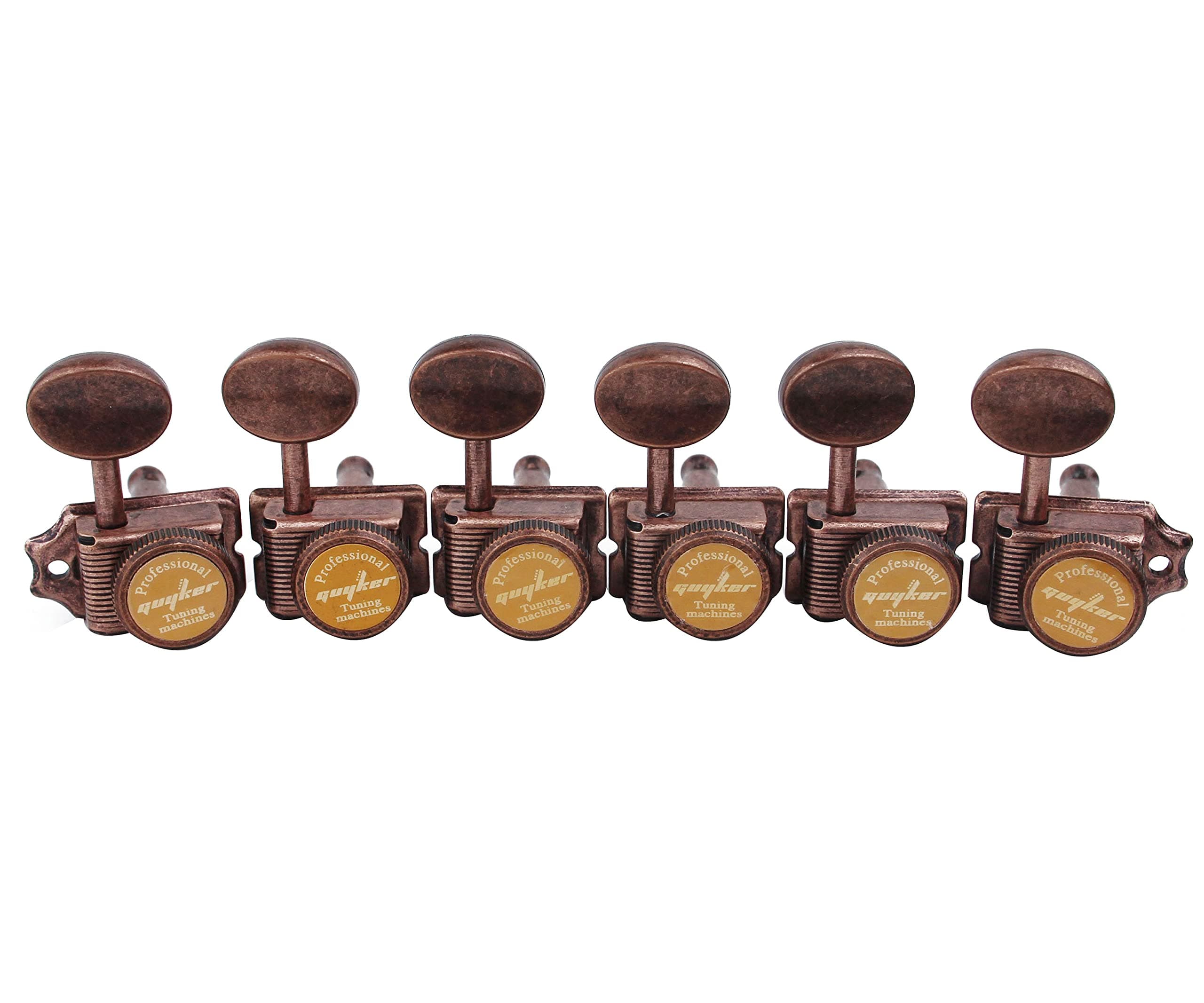 Vintage Guitar Lock String Tuners (6 for Right Handed) – Locking Tuning Key Pegs Machine Heads Replacement Parts for ST TL Style Electric, Folk or Acoustic Guitars - Antique Bronze