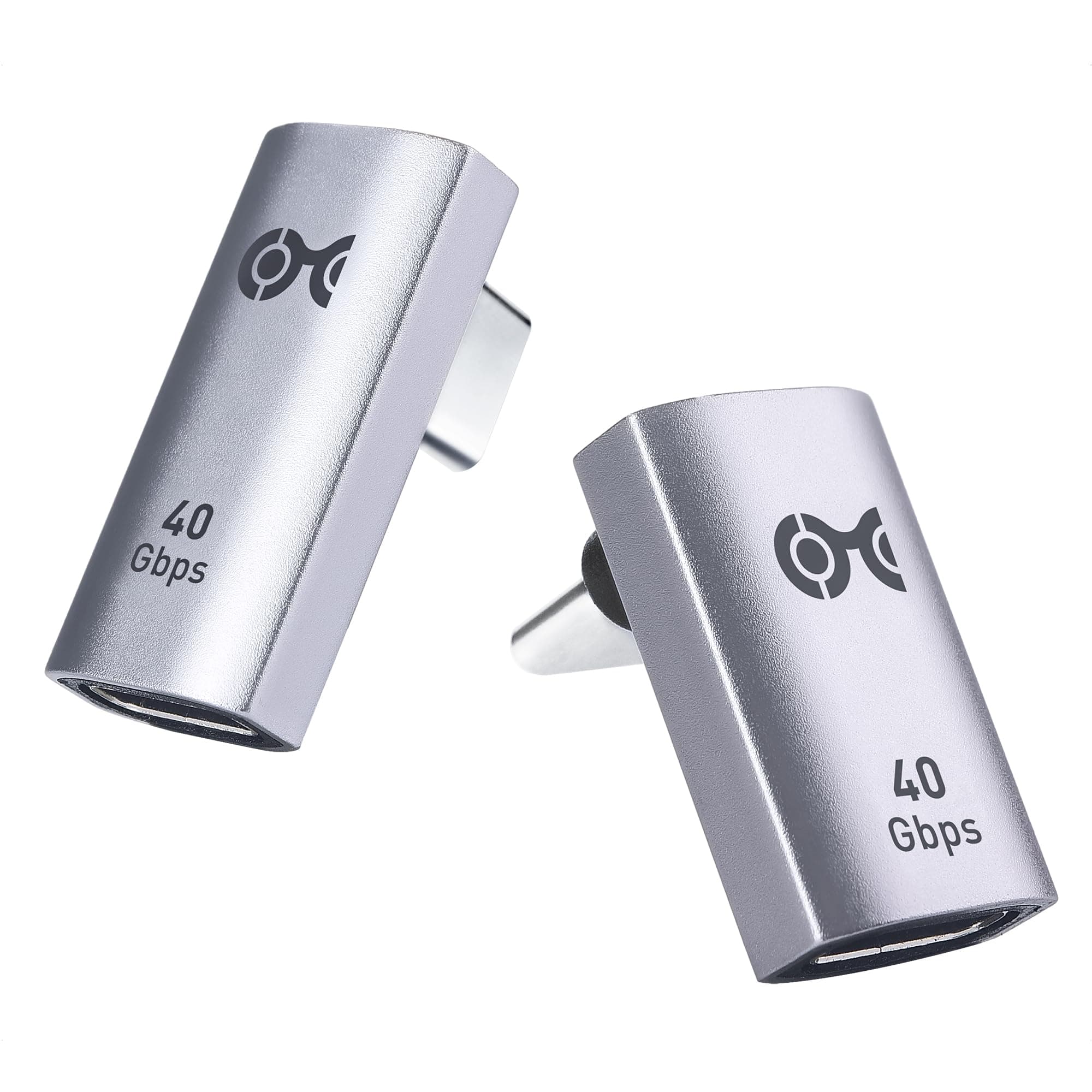 Cable Matters Combo-Pack 40Gbps Vertical Right Angle USB C Adapter Kit with 240W PD (90 Degree USB C Adapter) in Black - Thunderbolt 4, USB4, Thunderbolt 3 Port Compatible with iPhone 15 Pro Max Plus