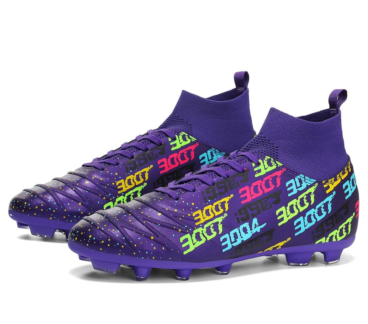 Unisex FG Cleats Training Athletic Non-Slip Long Studs High-Top Football Soccer Shoes for Youth