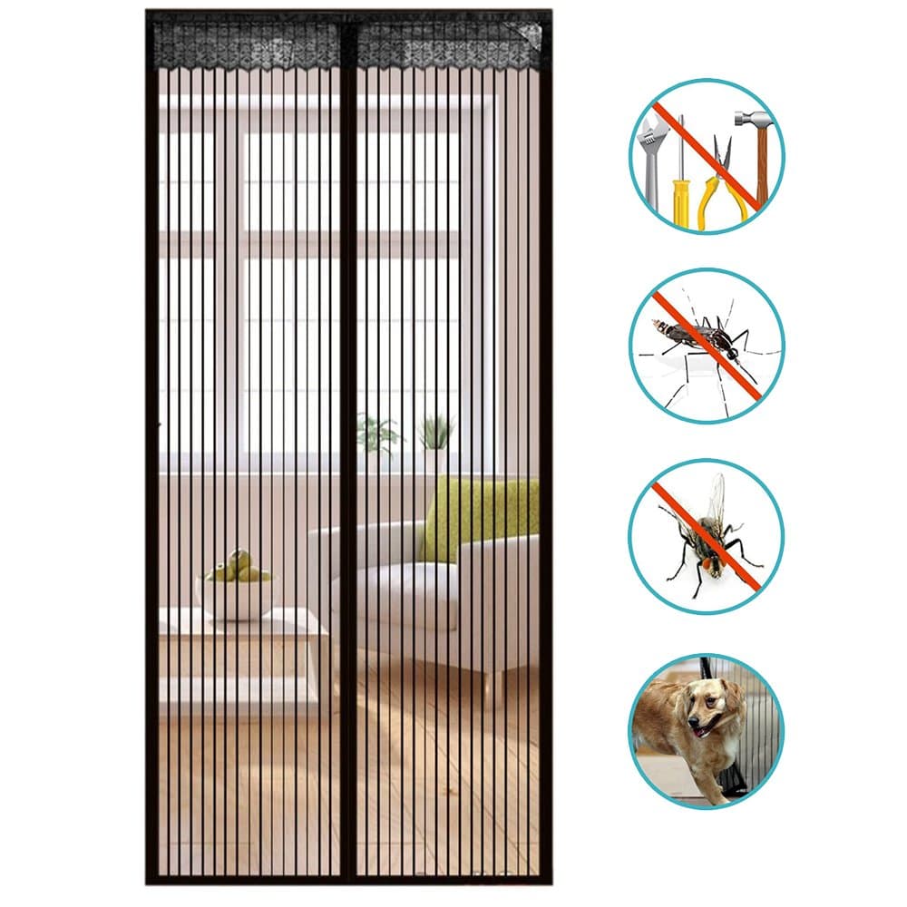 Mosquito net door, Sounor Magnet Fly screen door insect protection 90 x 210CM, The magnetic curtain is ideal for balcony door, cellar door, terrace door, child-friendly glue mounting without drilling (black)
