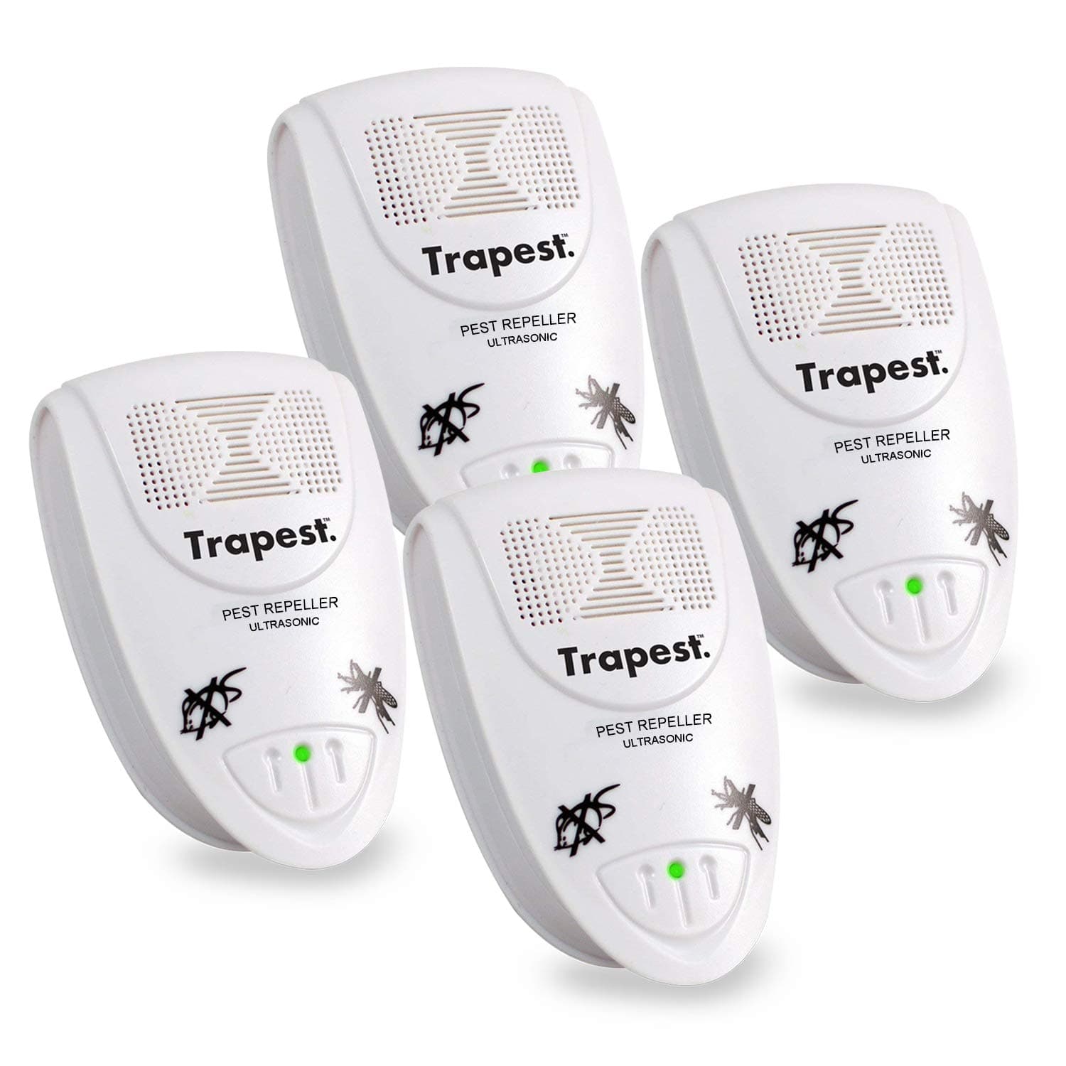 Trapest Ultrasonic Pest Repellent (4 Pack) Plug-in Pest Repeller Electronic Pest Control for Rodents, Mice, Cockroach, Flies, Roaches, Ants, Spiders, Fleas, White