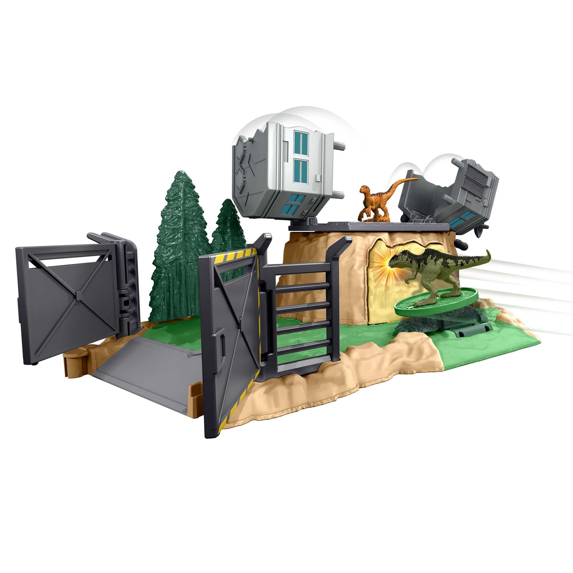 Jurassic World HFF12 - Dominion Minis Giganotosaurus Playset with 2 Mini Dinosaur Figures, Multiple Play Areas, Breakaway Destruction, Dinosaur Toy from 4 Years