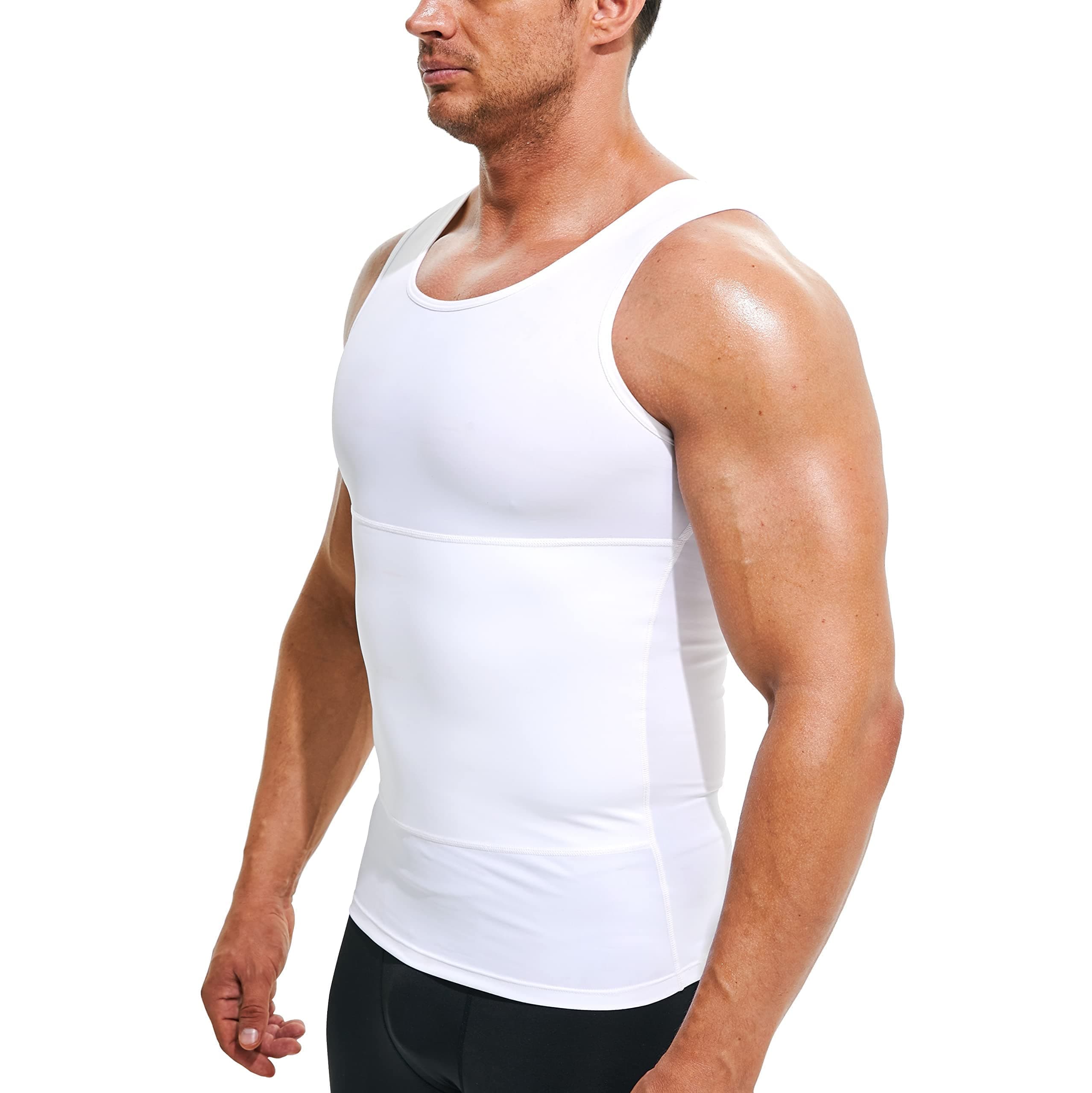 Mens Compression Shirt Slimming Undershirt Body Shaper Vest Workout Tank Tops Shapewear Abs Abdomen
