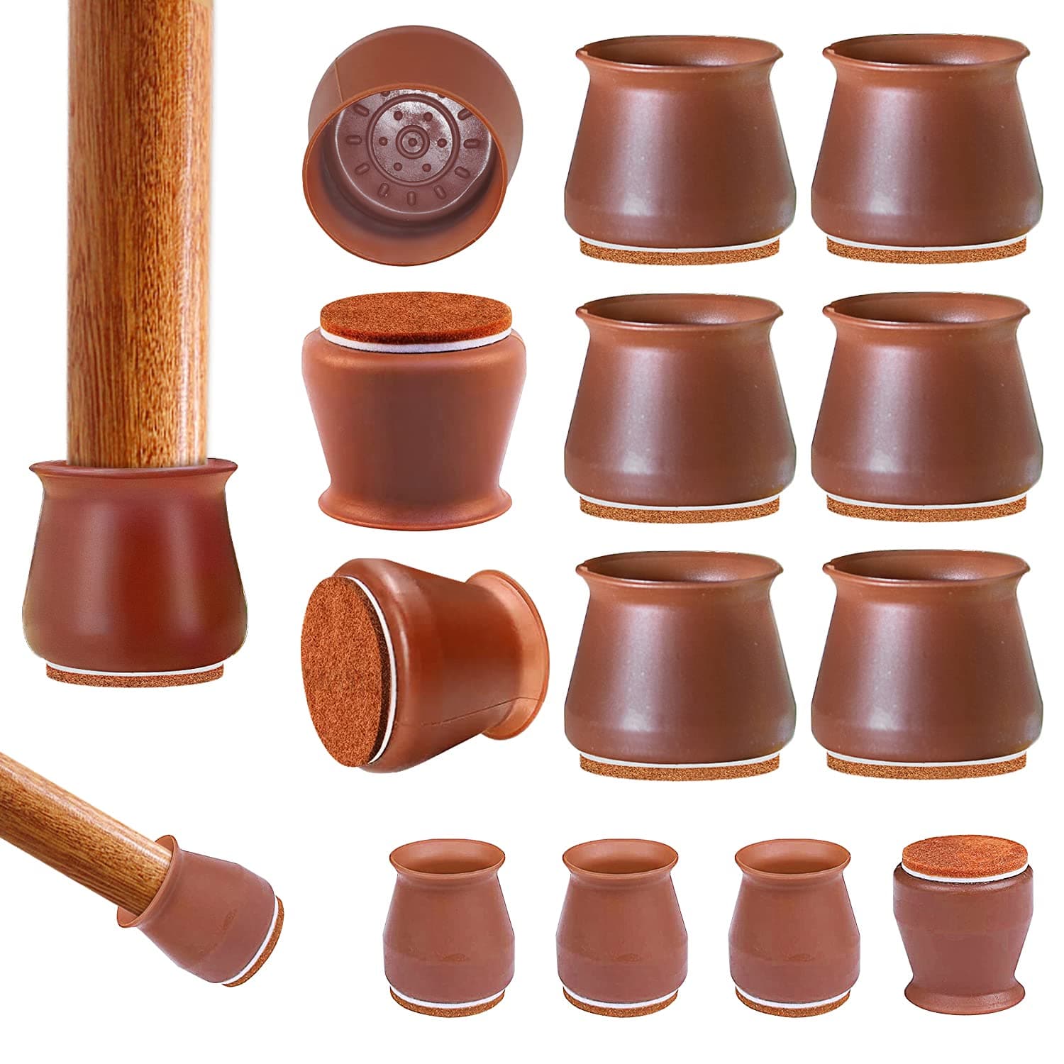 Chair Leg Protectors for Hardwood Floors,32pcs Silicone Chair Leg Caps with Felt, Furniture Feet Covers,Free Moving for Chair Seats, Prevent Floor Scratches and Reduce Noise, 2 Sizes