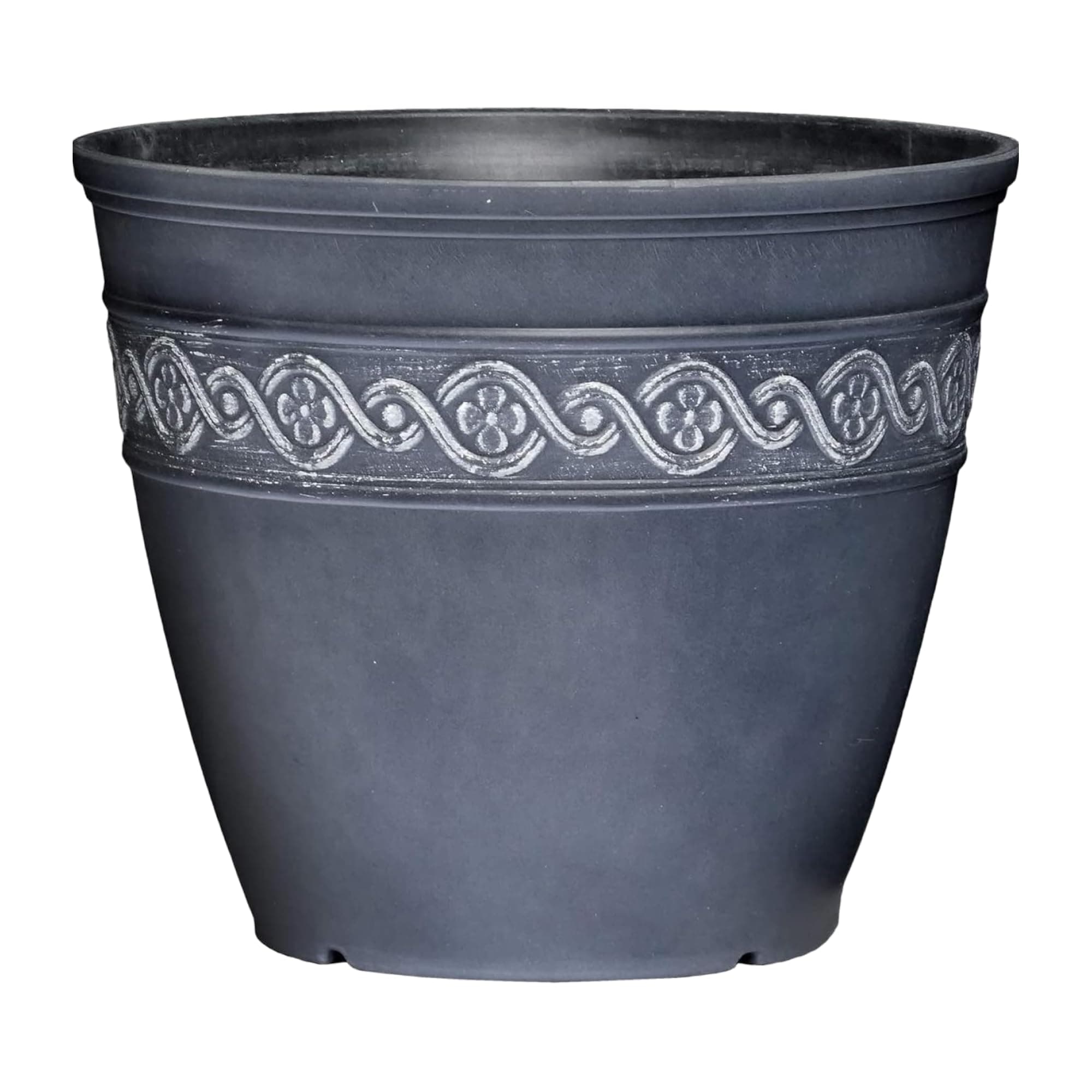 Classic Home and Garden Corinthian Resin Planter Pot - Outdoor & Indoor Plant Pot - Round Planter for Plants & Flowers (13" Storm Gray, Pack of 1)