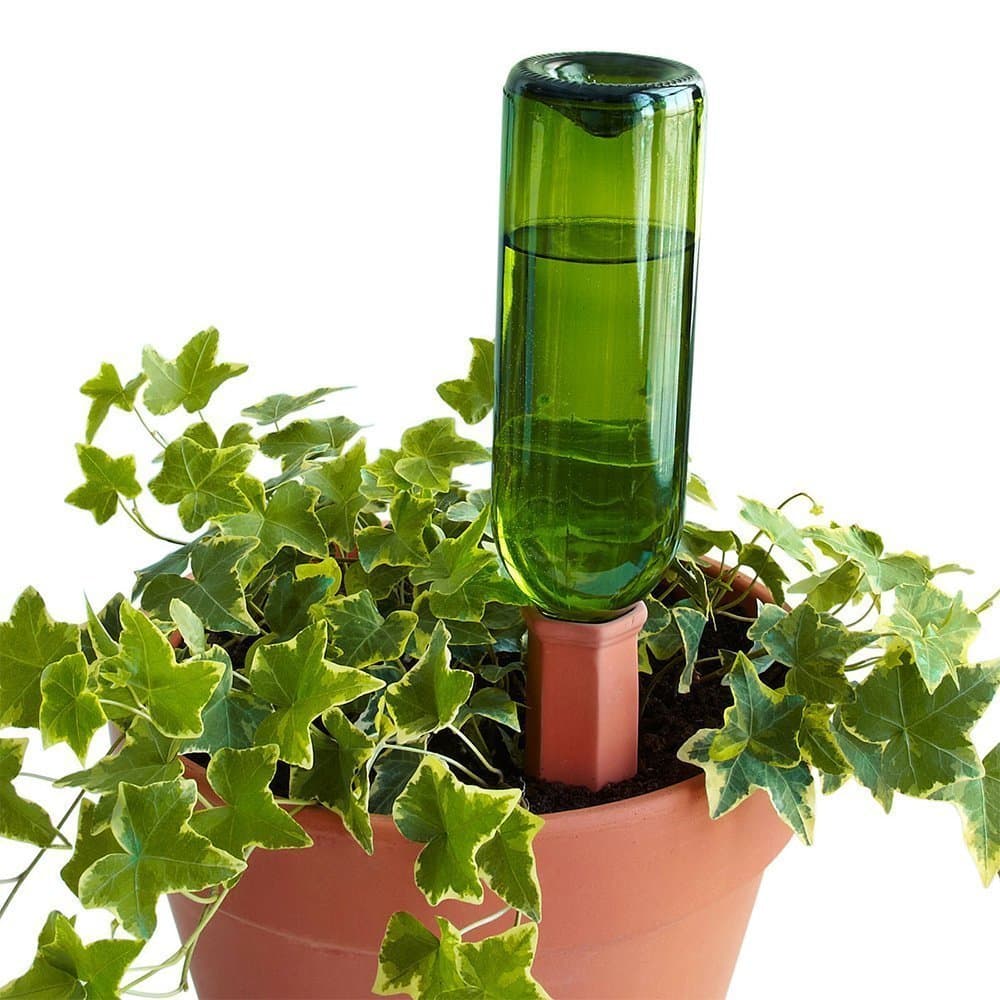 SKEMIX Set of 4pcs Plant Waterer Spikes - Vacation Watering Stakes, Works with Wine Bottles - Ceramic Terracotta Automatic Drip Irrigation System for Garden, Home, Indoor or Outdoor Plants