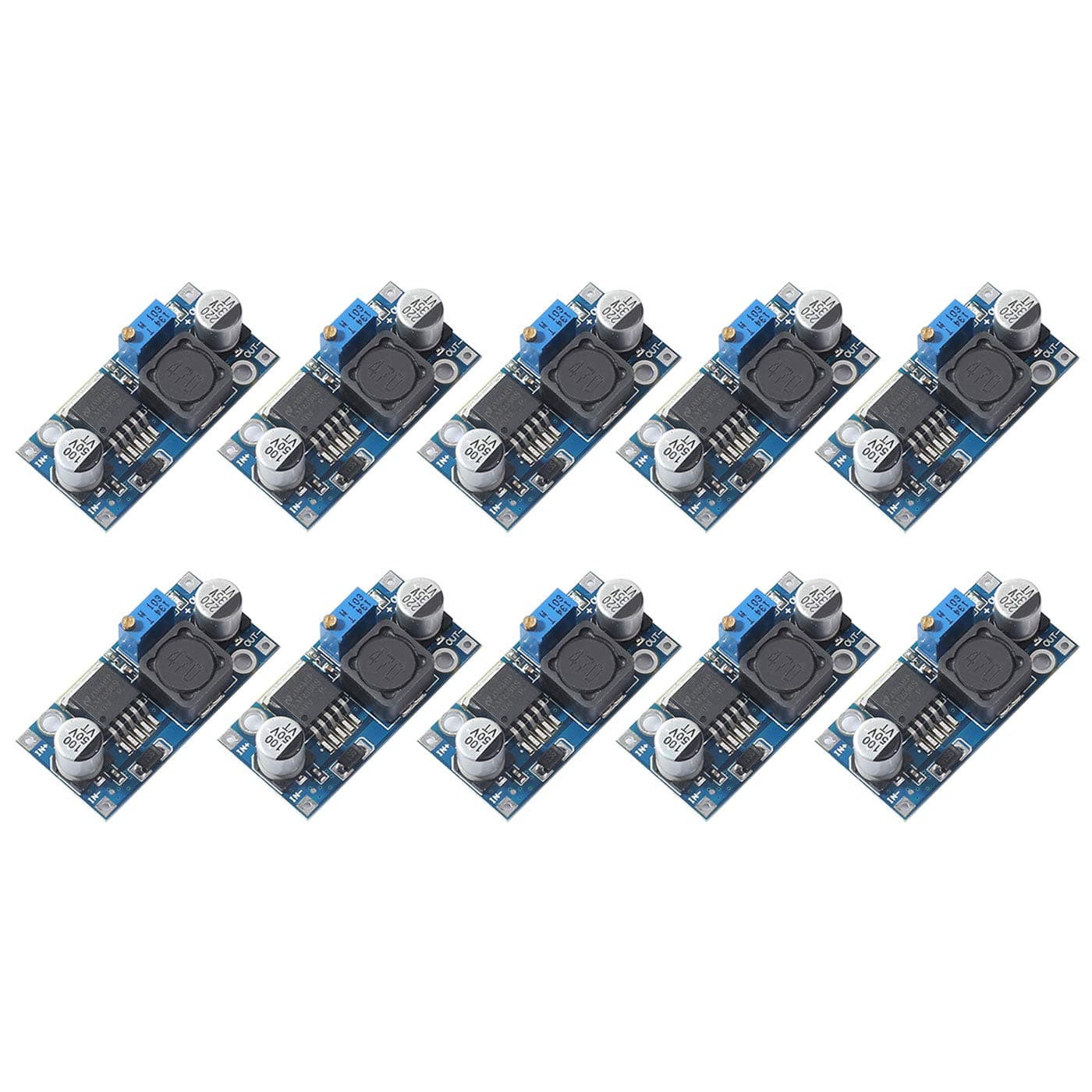 DEVMO 10 Pack LM2596 LM2596S DC-DC Step Down Variable Volt Regulator Input 3.0-40V Output 1.5-35V Adjustable Buck Converter Electronic Voltage Stabilizer Power Supply Module