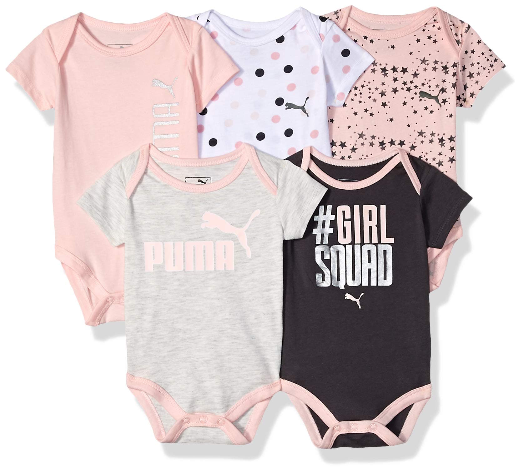 PUMA baby-girls 5-pack Bodysuit Set