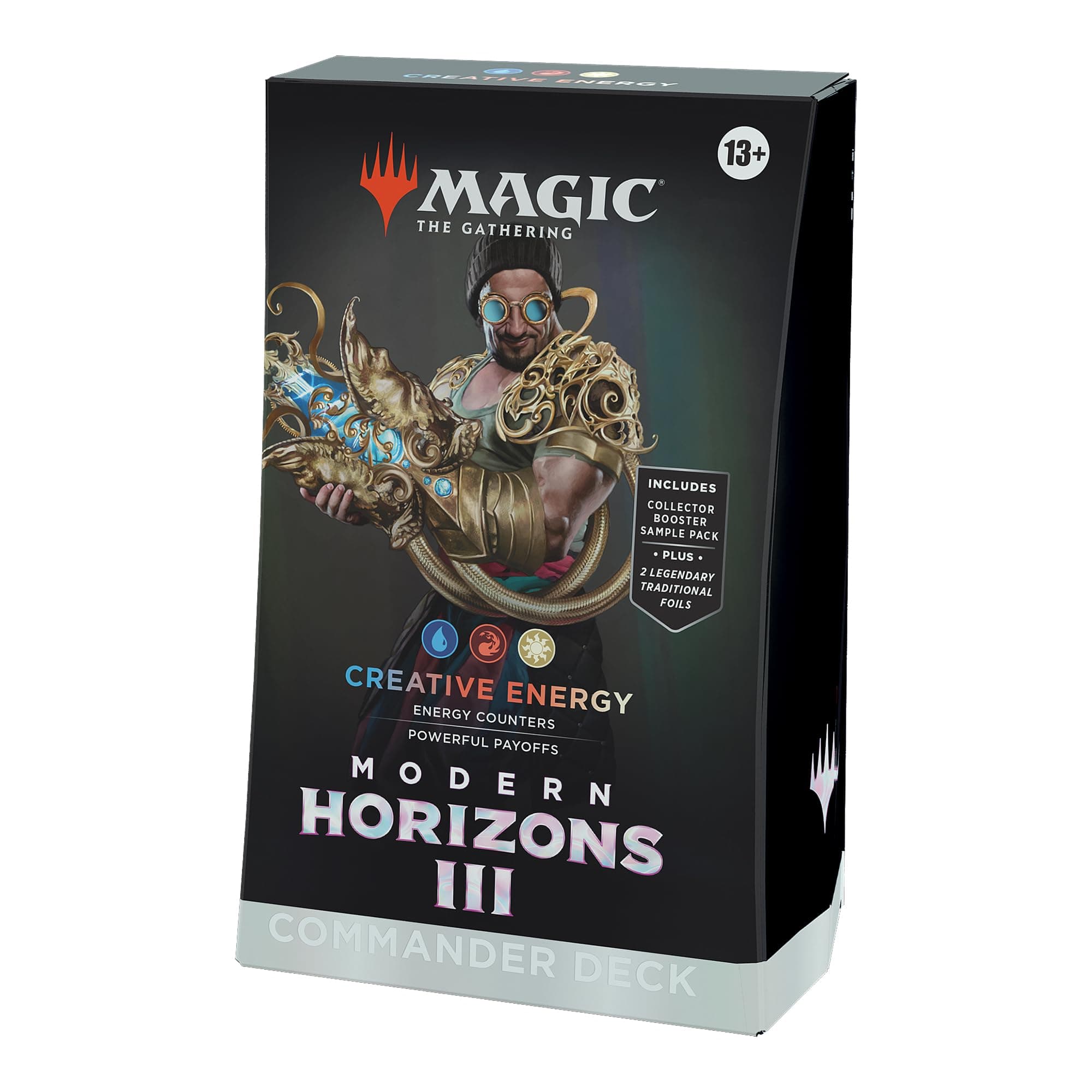 Magic: the Gathering Modern Horizons 3 Commander Deck - Creative Energy (100 Cards, 2 Card Collector Booster Sample Packs + Accessories)