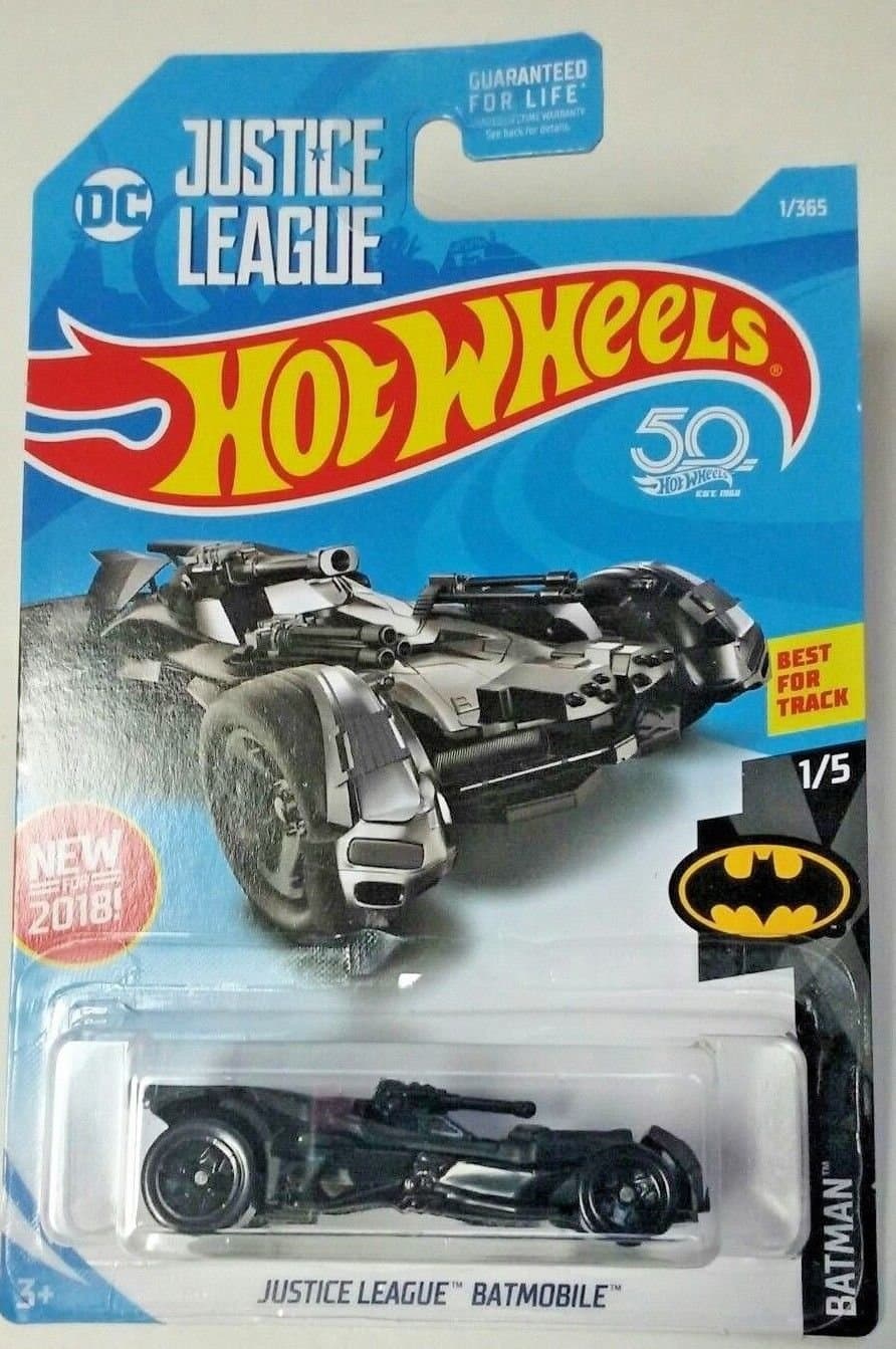 Hot Wheels 2018 50th Anniversary Batman Series DC Justice League Batmobile 1/365, Black