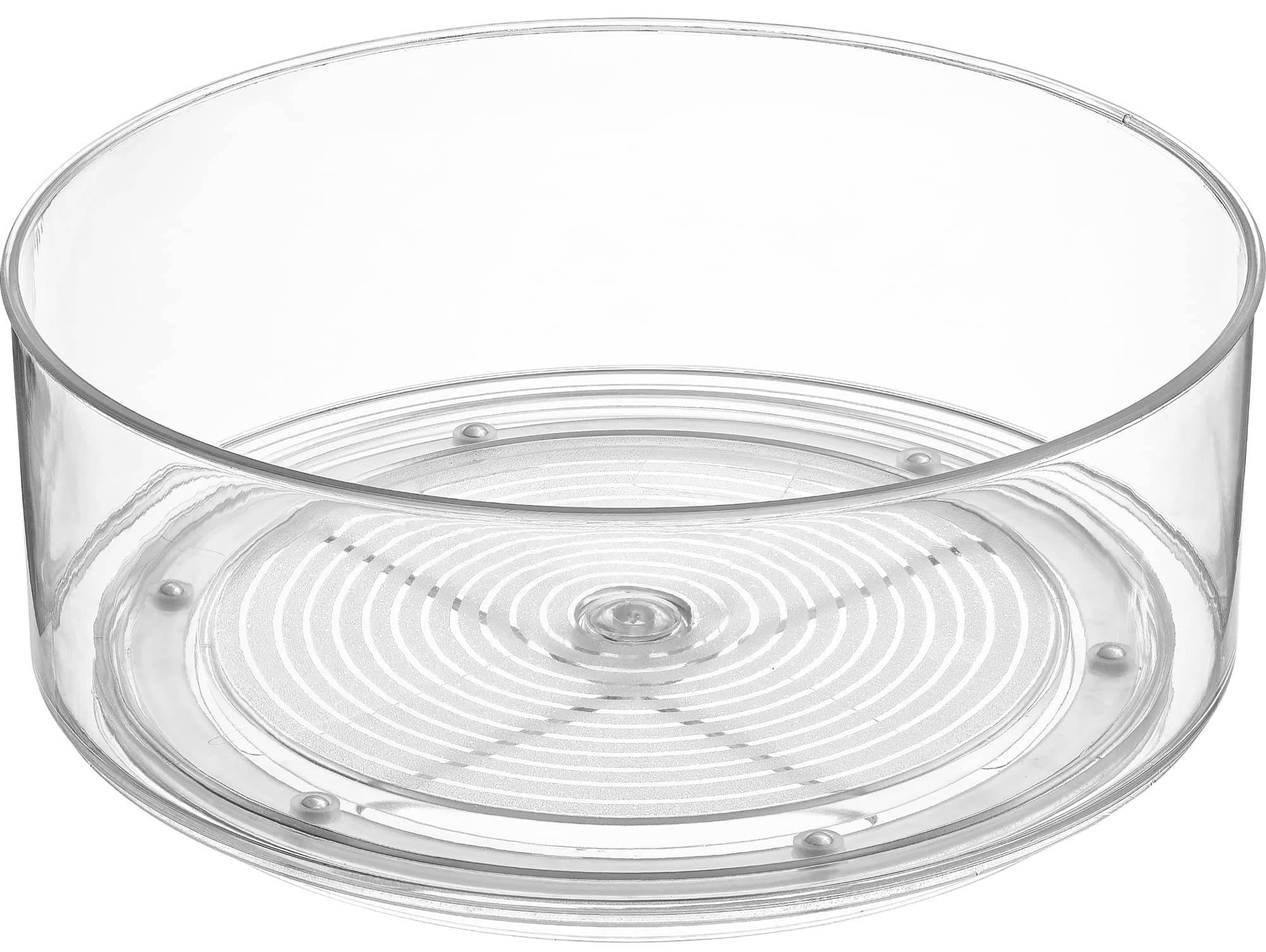 Home Intuition Round Plastic Clear Lazy Susan Turntable Food Storage Container for Kitchen (9" Round, 1 Pack)