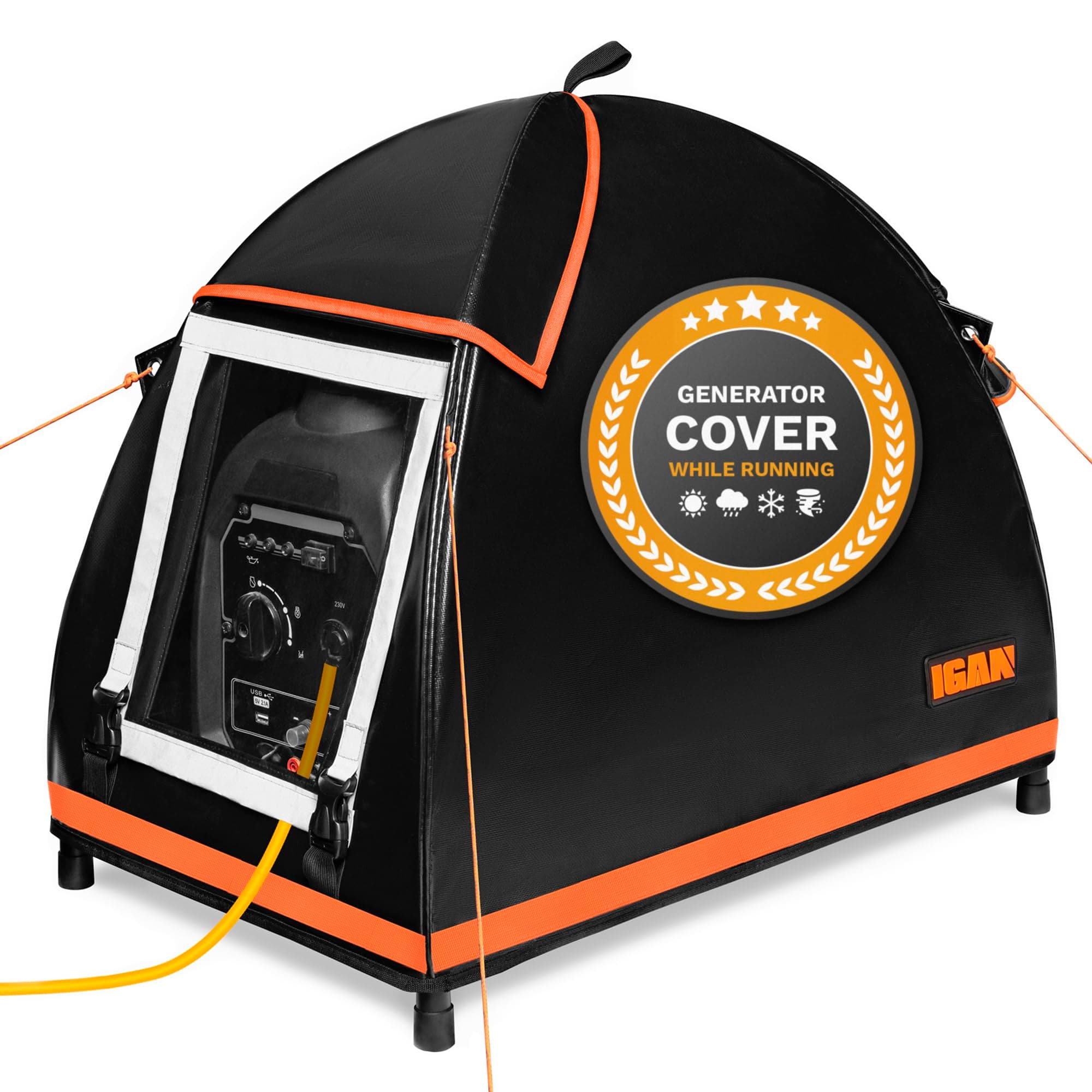 IGAN Small Inverter Generator Tent Cover Compatible with Honda and Most 1000~2300W Generators Portable Outdoor Tarpaulin for All Seasons Orange